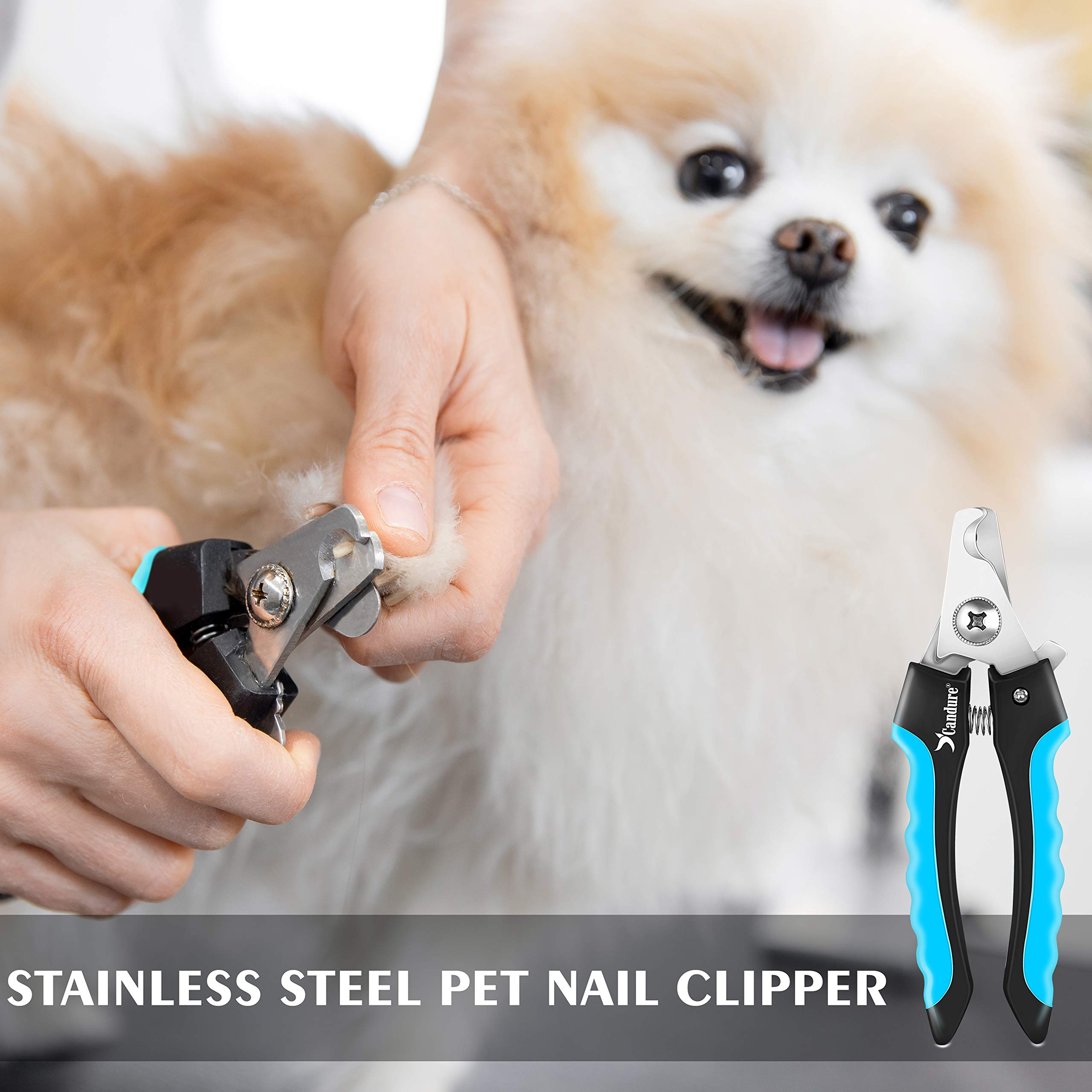 Candure Dog Nail Clippers Professional Dog Nail Trimmers Suitable For Large To Medium Dogs, Cats, Rabbits And Guinea Pigs - Safety Lock/Protective Guard To Avoid Over Cutting