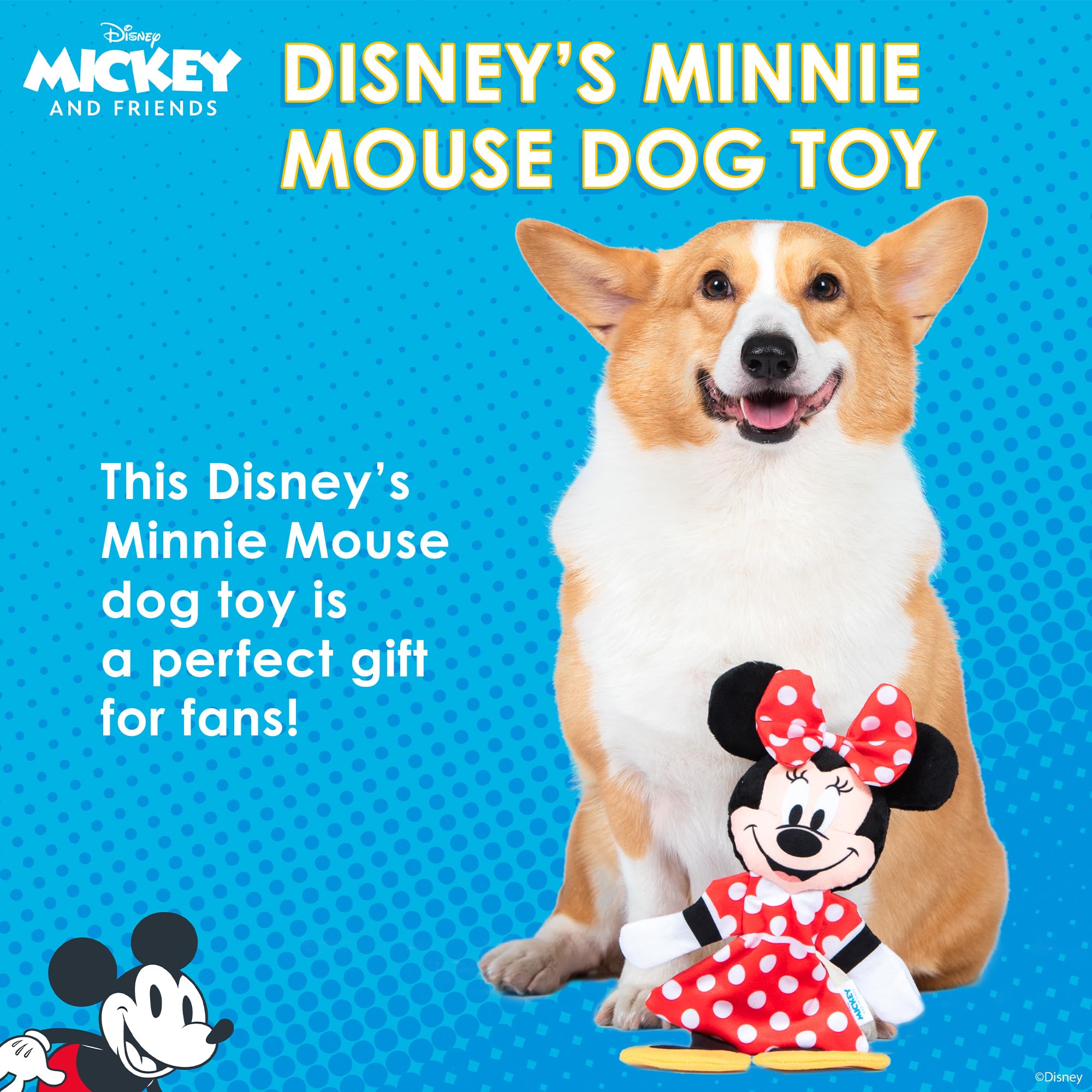Disney For Pets Minnie Mouse Plush Squeaky With Flattie Crinkle Body Dog Toy 13.5In Dog Toys | Plush Squeaker Toy For Dogs Inspi