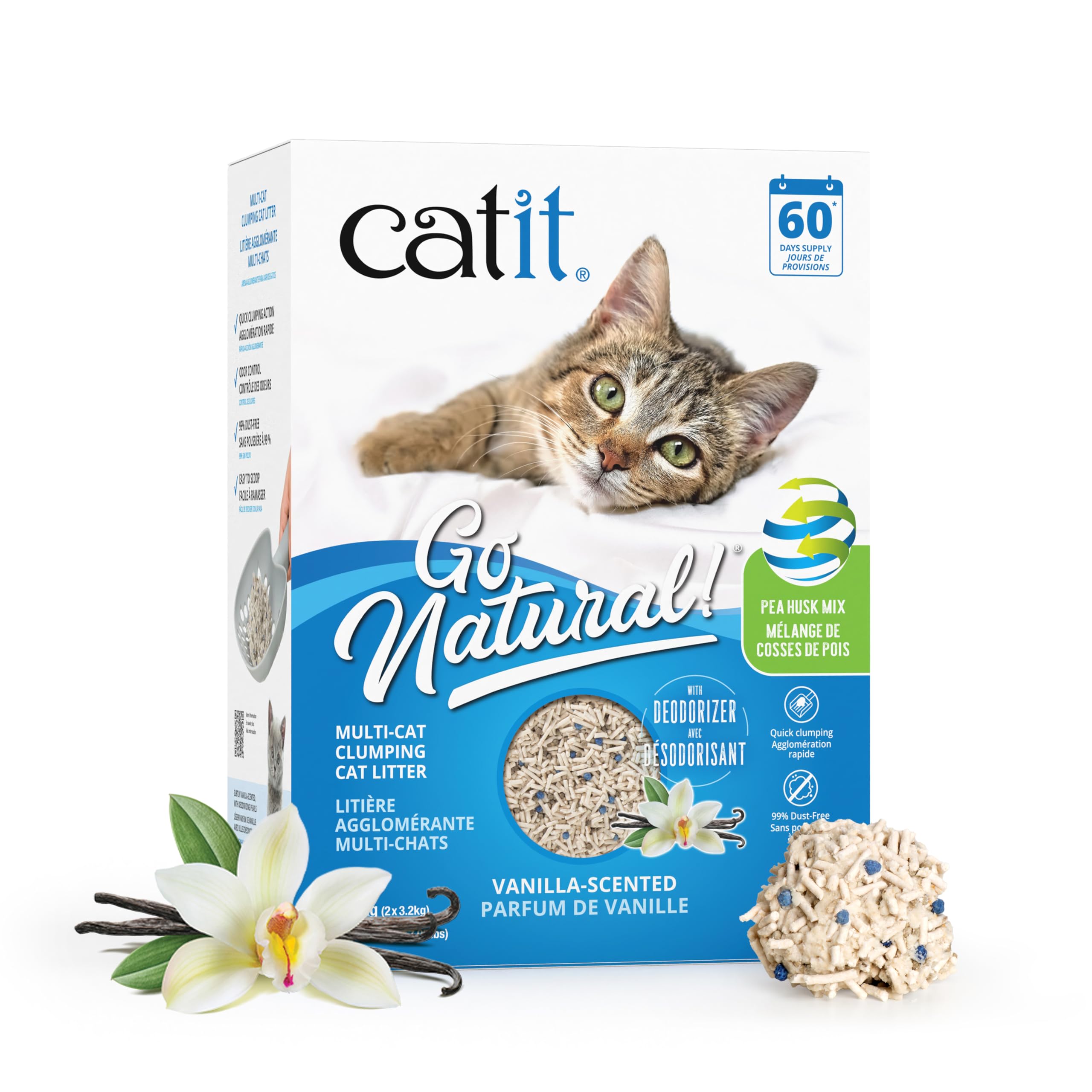 Catit Go Natural Plant-Based Cat Litter, Sustainable And Eco-Friendly, 99% Dust-Free, Low Tracking, High Absorption, Odor Contro
