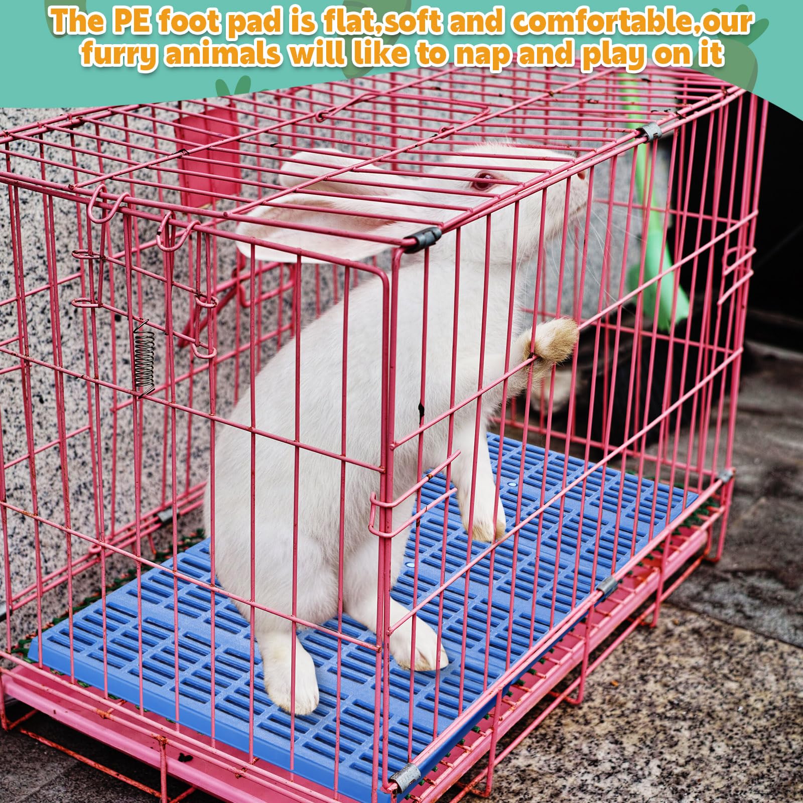 Kigley 12 Pcs Plastic Rabbit Cage Mat, Rabbit Floor Mat Foot Resting Pads For Small Animal Hamster Chinchilla Rat Guinea Pig, Ma