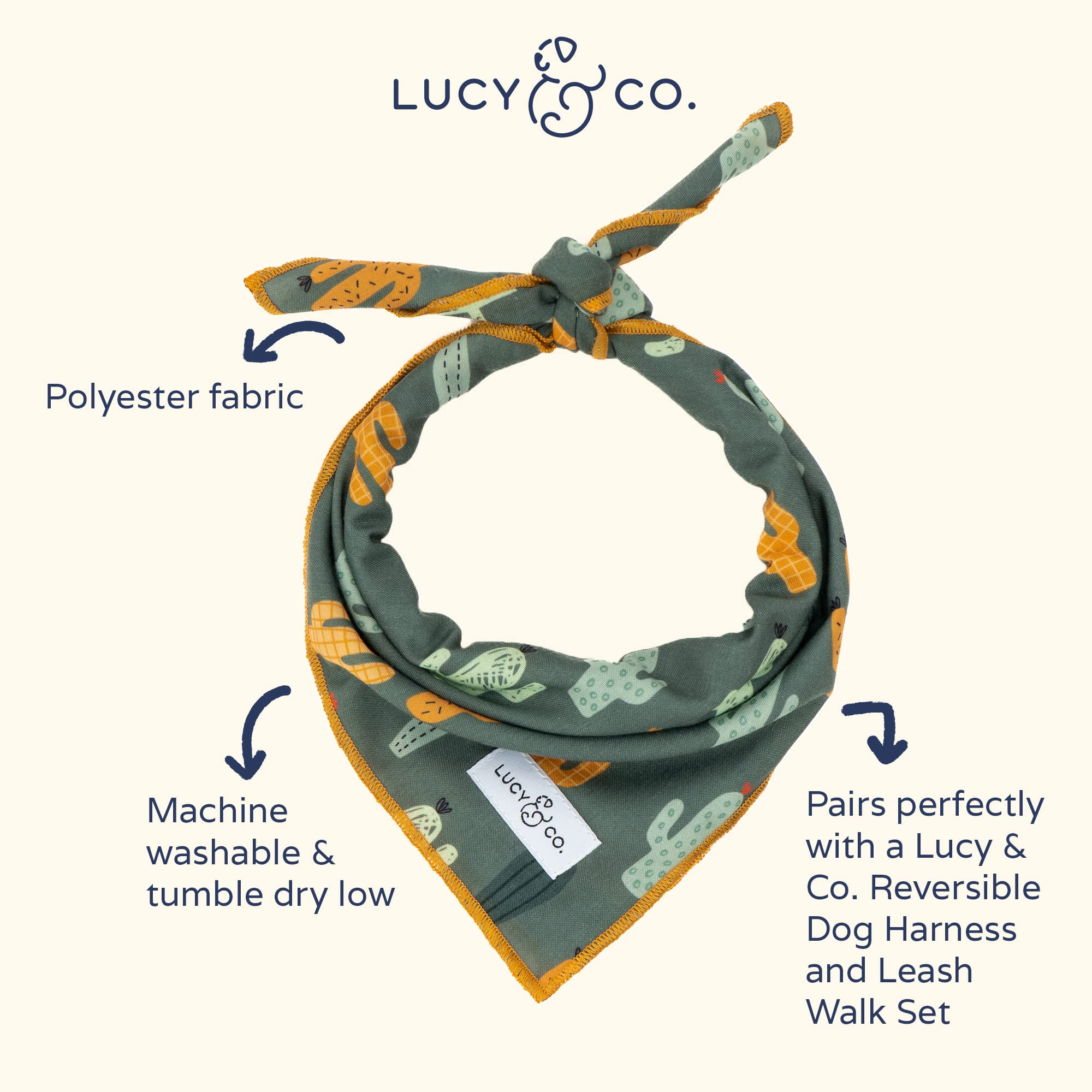 Lucy & Co. Looking Sharp Bandana - Durable Comfortable Dog Bandana - Designer Puppy Accessory - Machine Washable - Small Green G