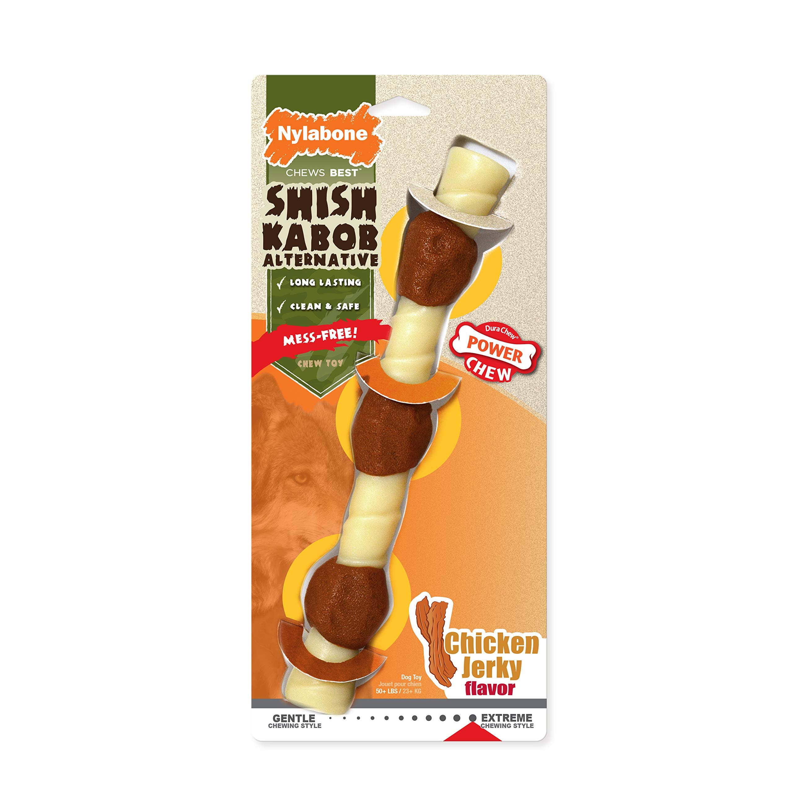 Nylabone Power Chew Shish Kabob Rawhide Alternative Nylon Chew Toy For Dogs, Dog Toys For Aggressive Chewers, Chicken, X-Large/Souper (1 Count)