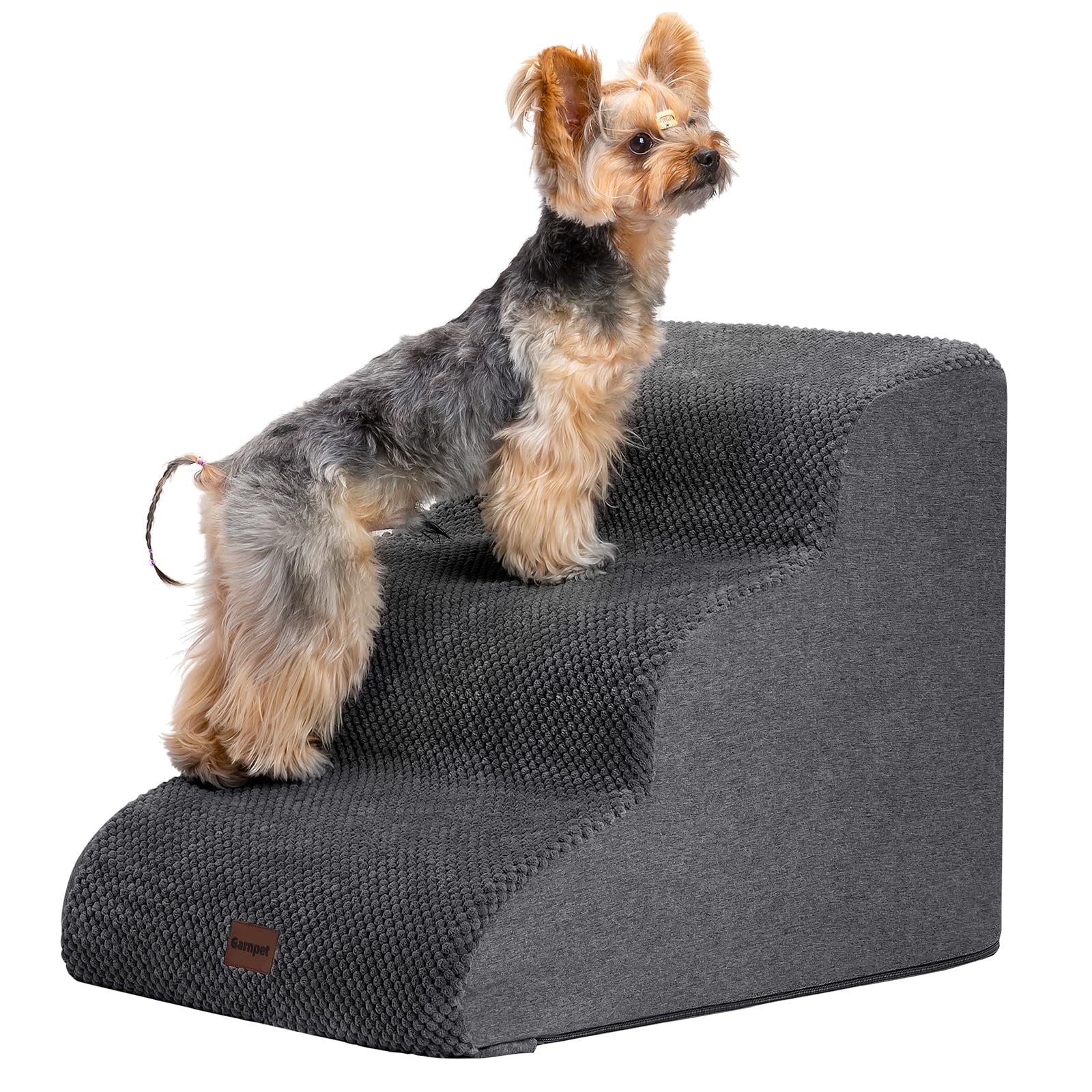 Garnpet Dog Stairs For Couch Sofa And Chair, 3-Step Dog Steps For Small Dogs And Cats, Non-Slip Indoor Pet Step, Dark Grey