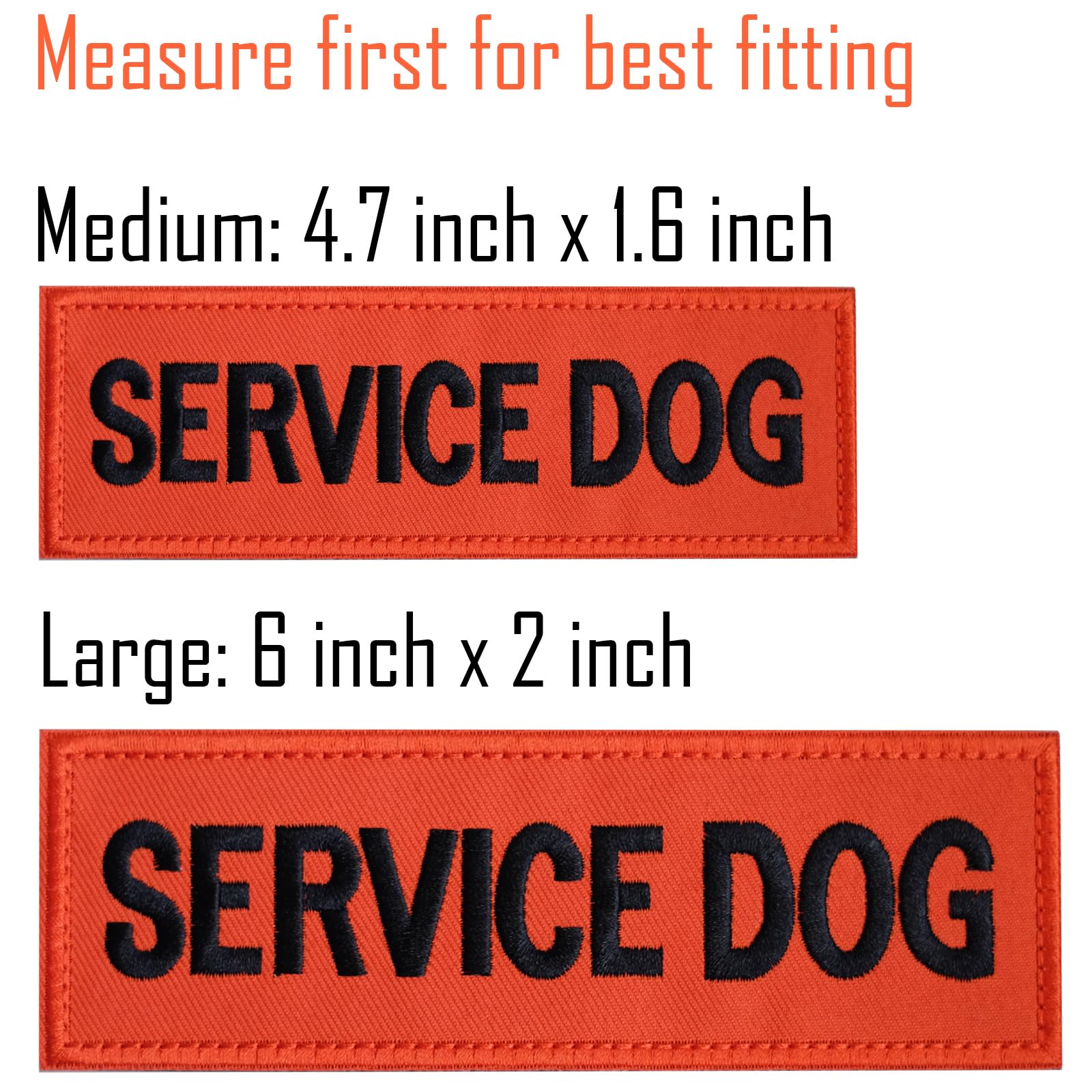 Fitznora Embroidered Service Dog Patches, 2 Pack Clear Sign With Hook And Loop Pieces, Easy To Read Tabs For Dog Vest Harness Co