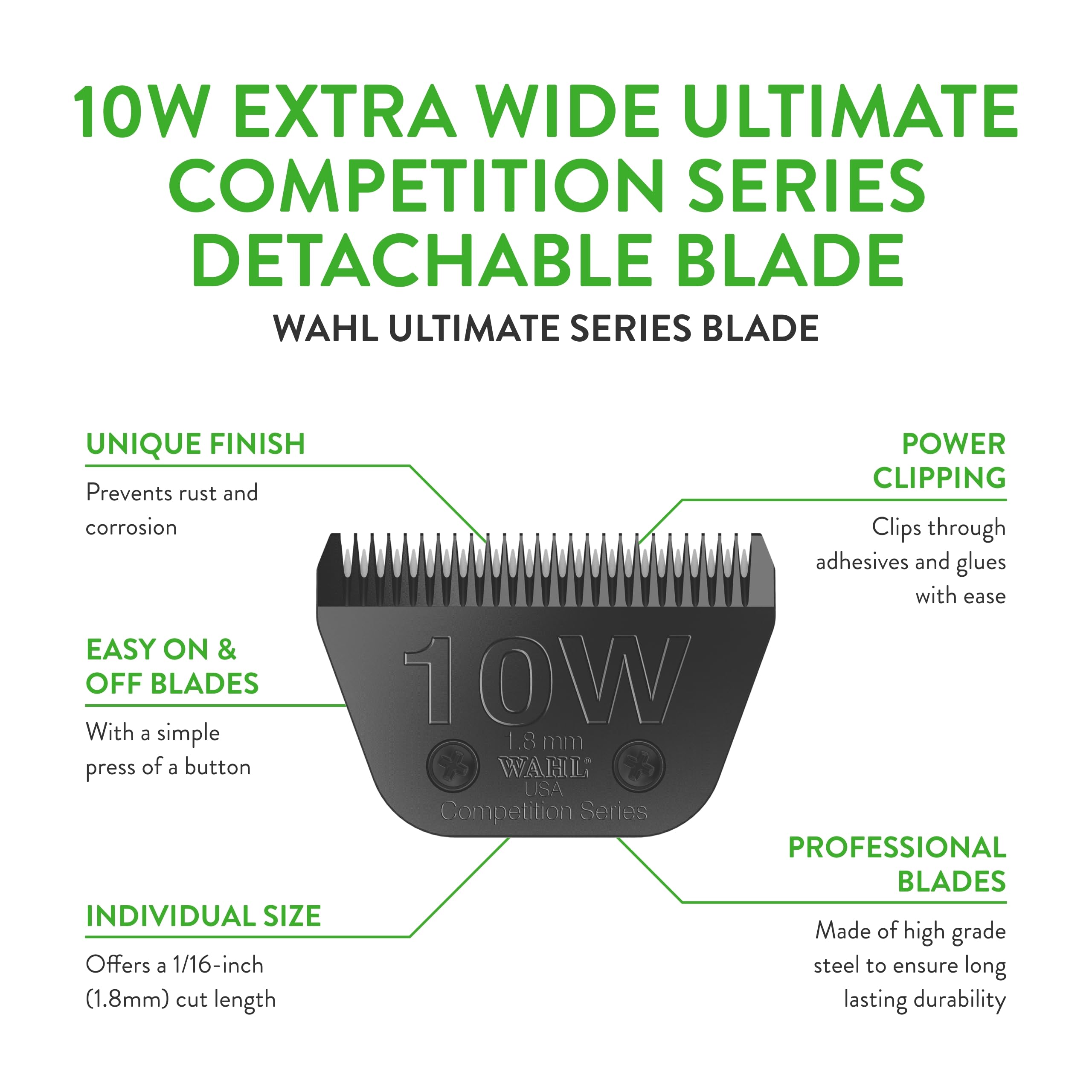 Wahl Professional Animal 10W Extra Wide Ultimate Competition Series Detachable Blade With 1/16-Inch Cut Length (2377-500)