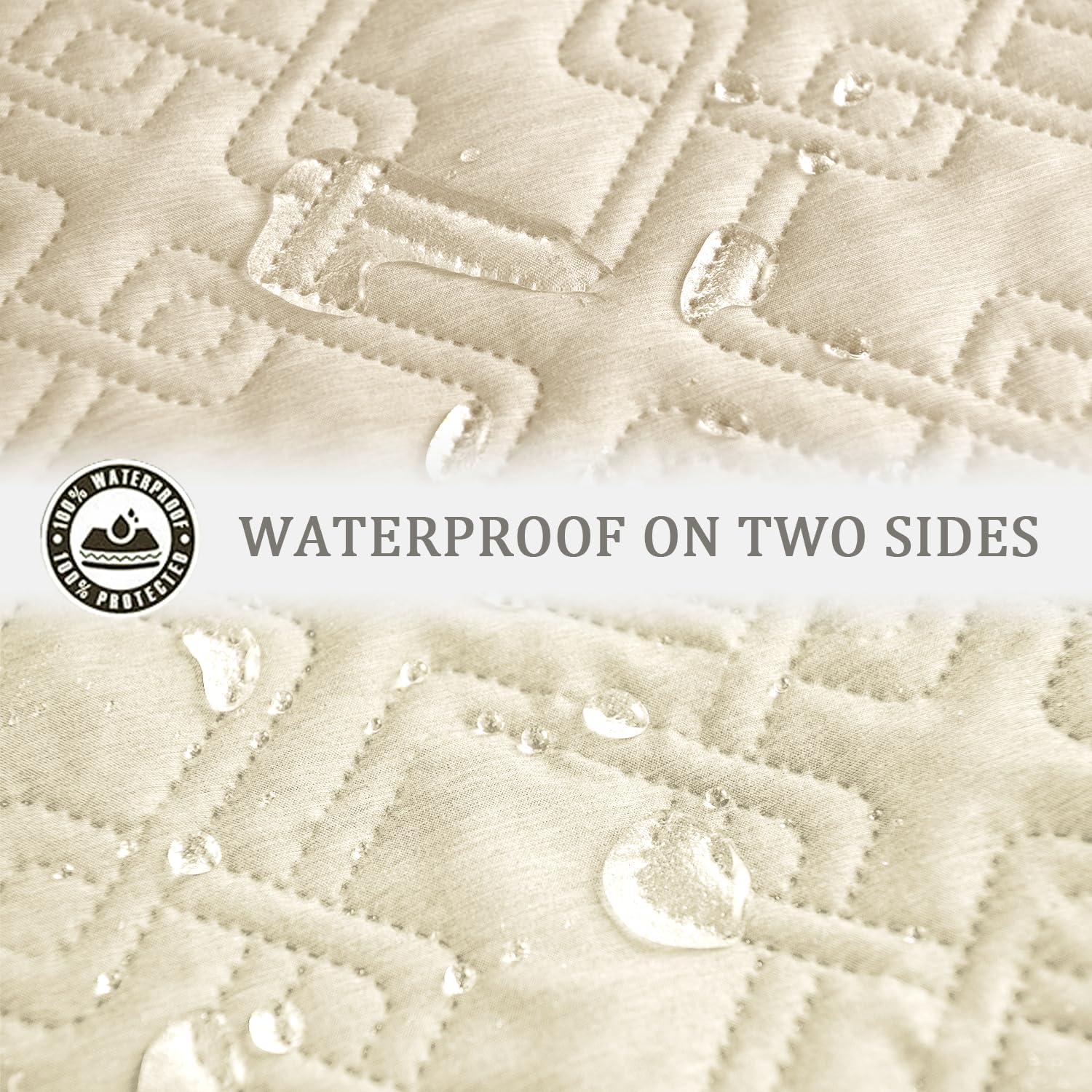 Fuguitex Waterproof Dog Bed Cover Dog Blanket For Pet Furniture Bed Couch Sofa Reversible Linen Texture(82''*102'',Cream+ Wheat)