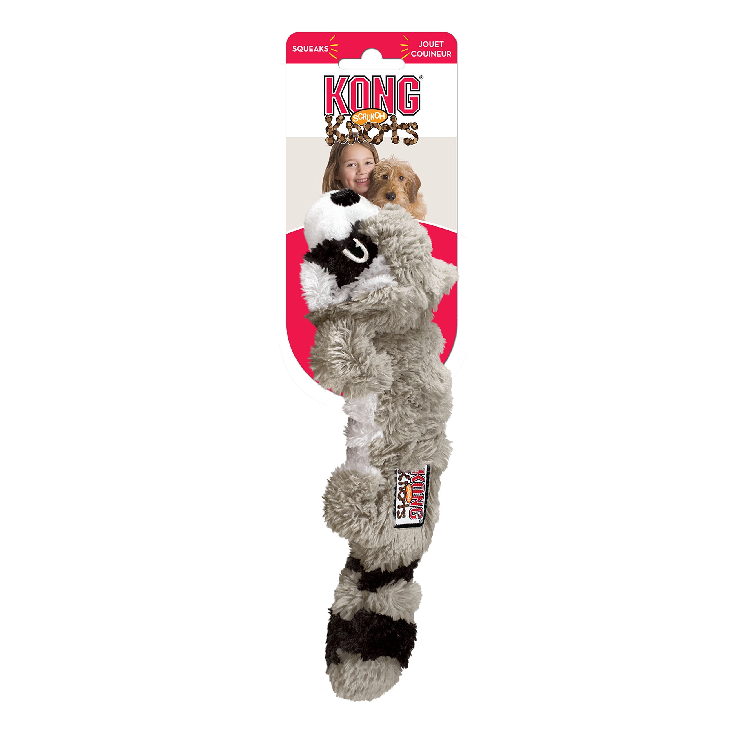 Kong - Scrunch Knots Raccoon - Internal Knotted Ropes And Minimal Stuffing For Less Mess - For Medium/Large Dogs