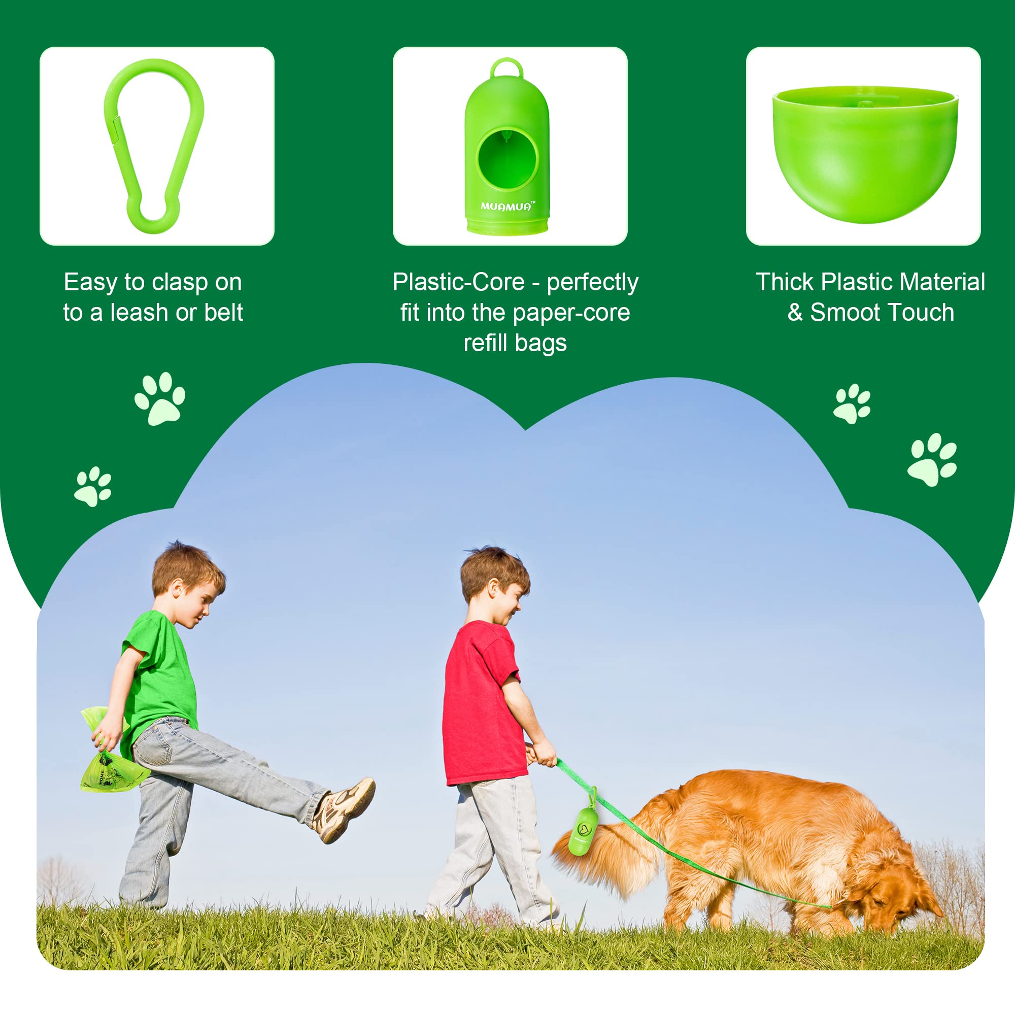 MUAMUA Biodegradable Dog Poop Bag 300 Count, 20 Rolls, Recyclable Dog Waste Bags with Dispenser, Large 9 x 13 Inches, Extra Thic