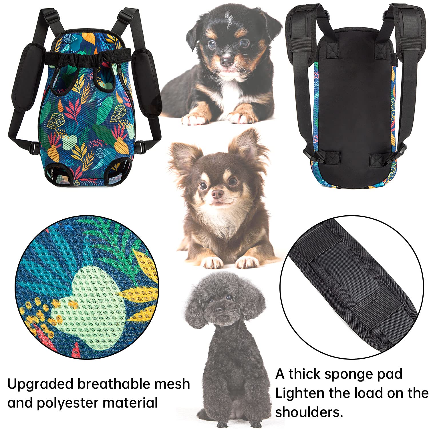 Pet Dog Carrier Backpack Legs Out Adjustable Pet Front Cat Backpack Carrier Travel Bag for Traveling Hiking Camping for Small Me