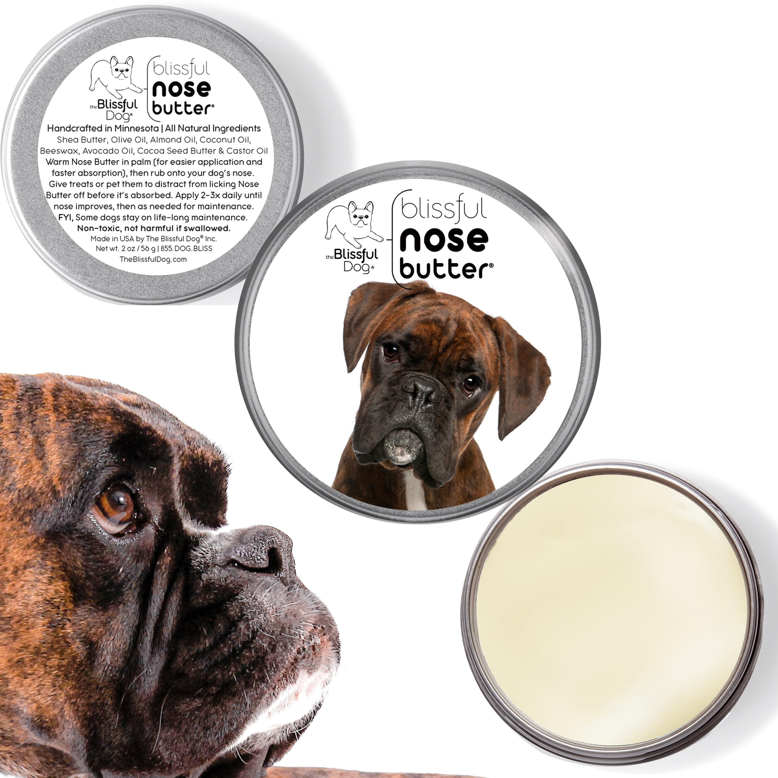 The Blissful Dog Brindle Boxer Unscented Nose Butter, 16-Ounce