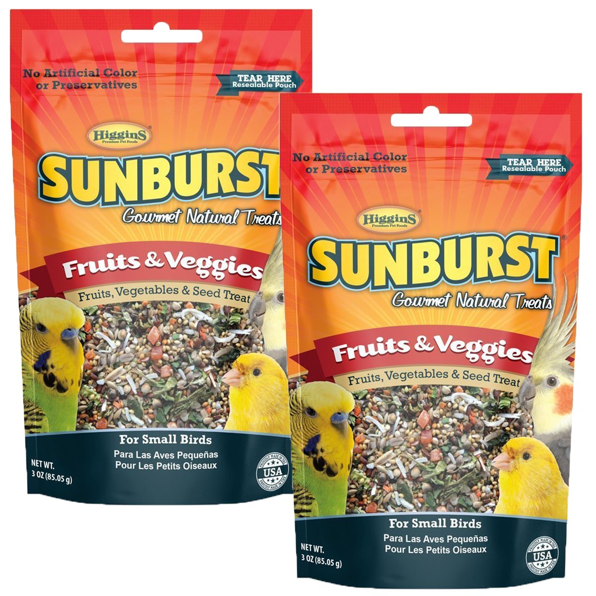 Higgins Sunburst Fruits & Veggies Gourmet Treats for Small Birds (2 Pack)