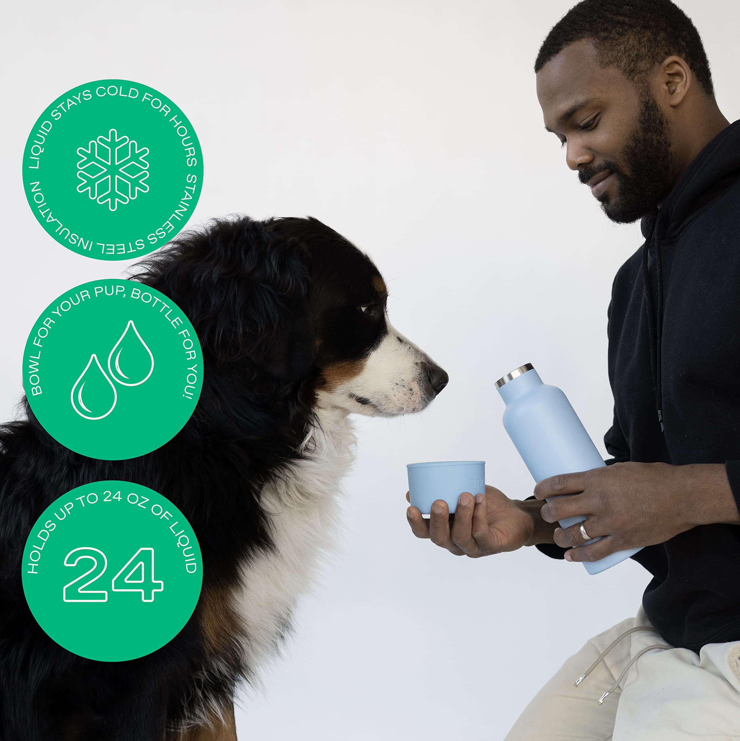 Springer Dog And Me Water Bottle, Stainless Steel Insluated Water Bottle, Keeps Water Cold For 12 Hours (Sky Blue)