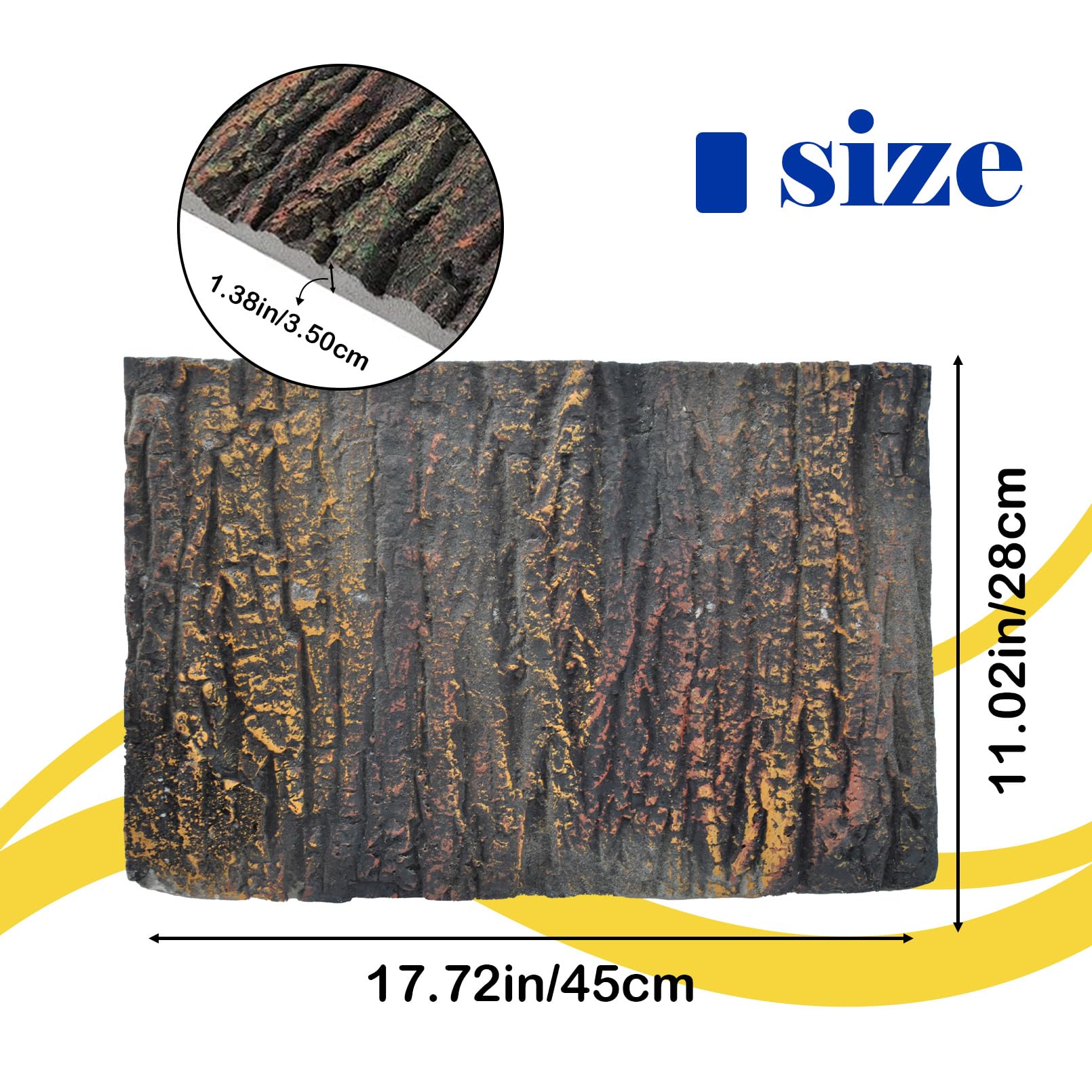 PINVNBY Reptile Terrarium Cork Background,17.72x11.02 Inches 3D Bearded Dragon Tank Backgrounds Wall Reptile Stereo Backdrop Amp