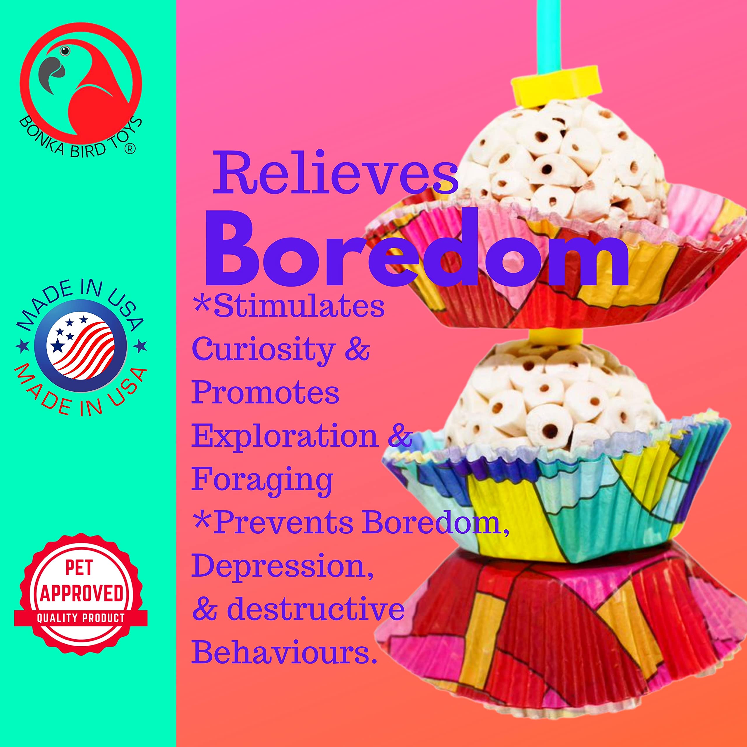 Bonka Bird Toys 1932 Two Cake Bird Toy Foraging Parrot Cage Toys Cages Shred Cockatiel African Grey