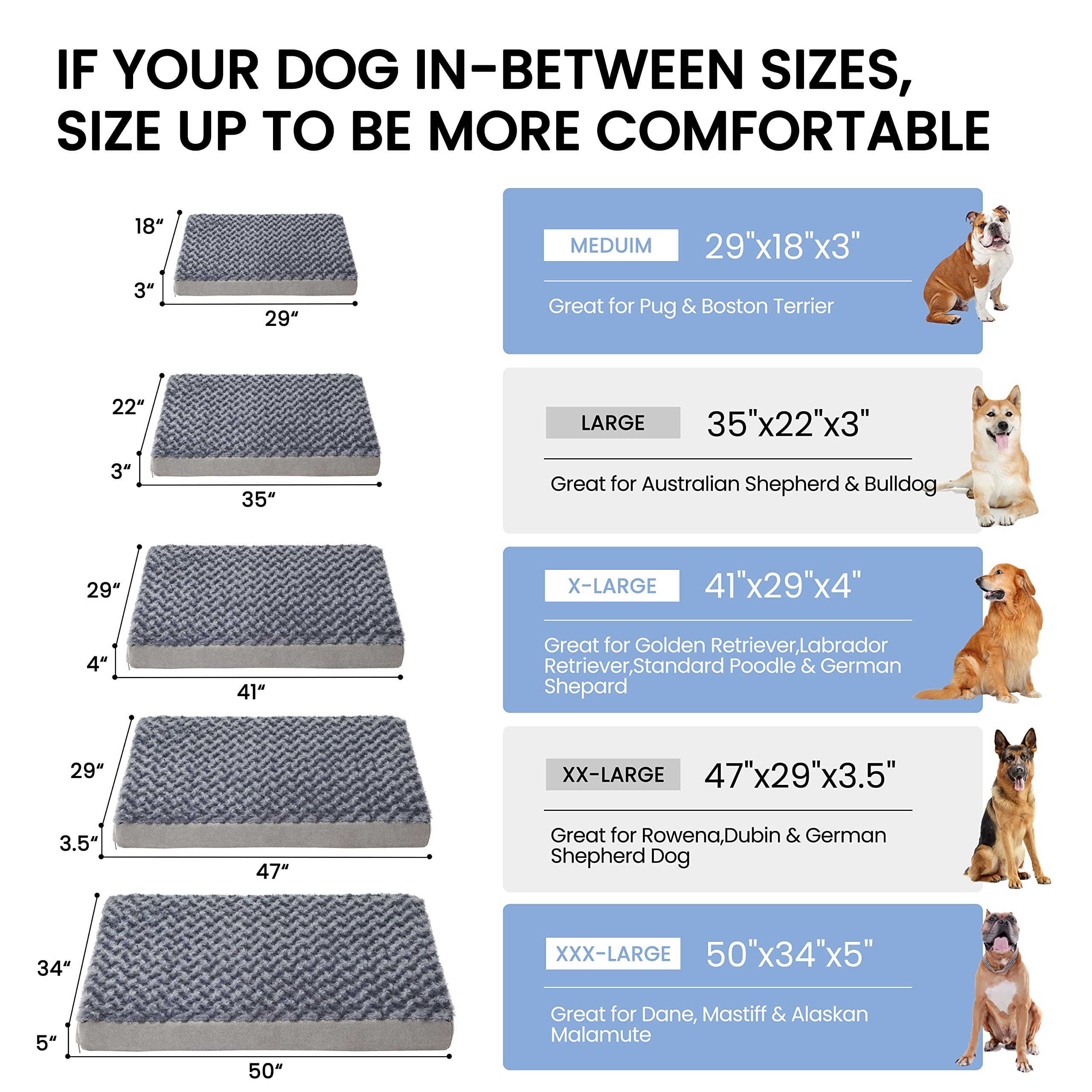 Gohoo Pet Jumbo Human Dog Bed, Orthopedic Memory Foam Pet Mat, Washable Dog Crate Bed With Cooling Gel, Removable Cover & Waterp