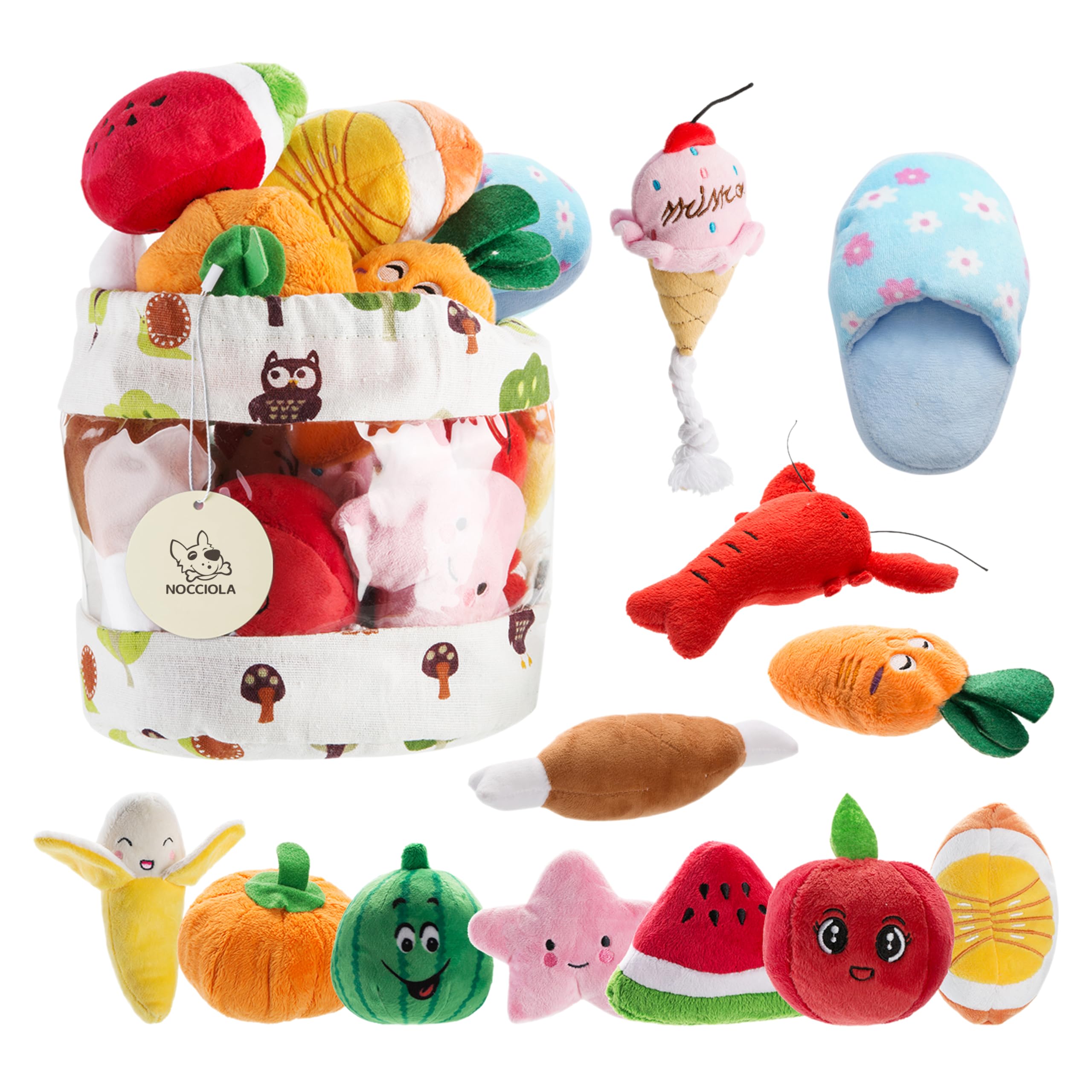 Nocciola Dog Squeaky Toys, Plush Small Dog Toys For Dogs, Stuffed Dog Toys With Squeakers,12 Pcs Puppy Toys With A Carrying Bag For Small Medium Size Dogs