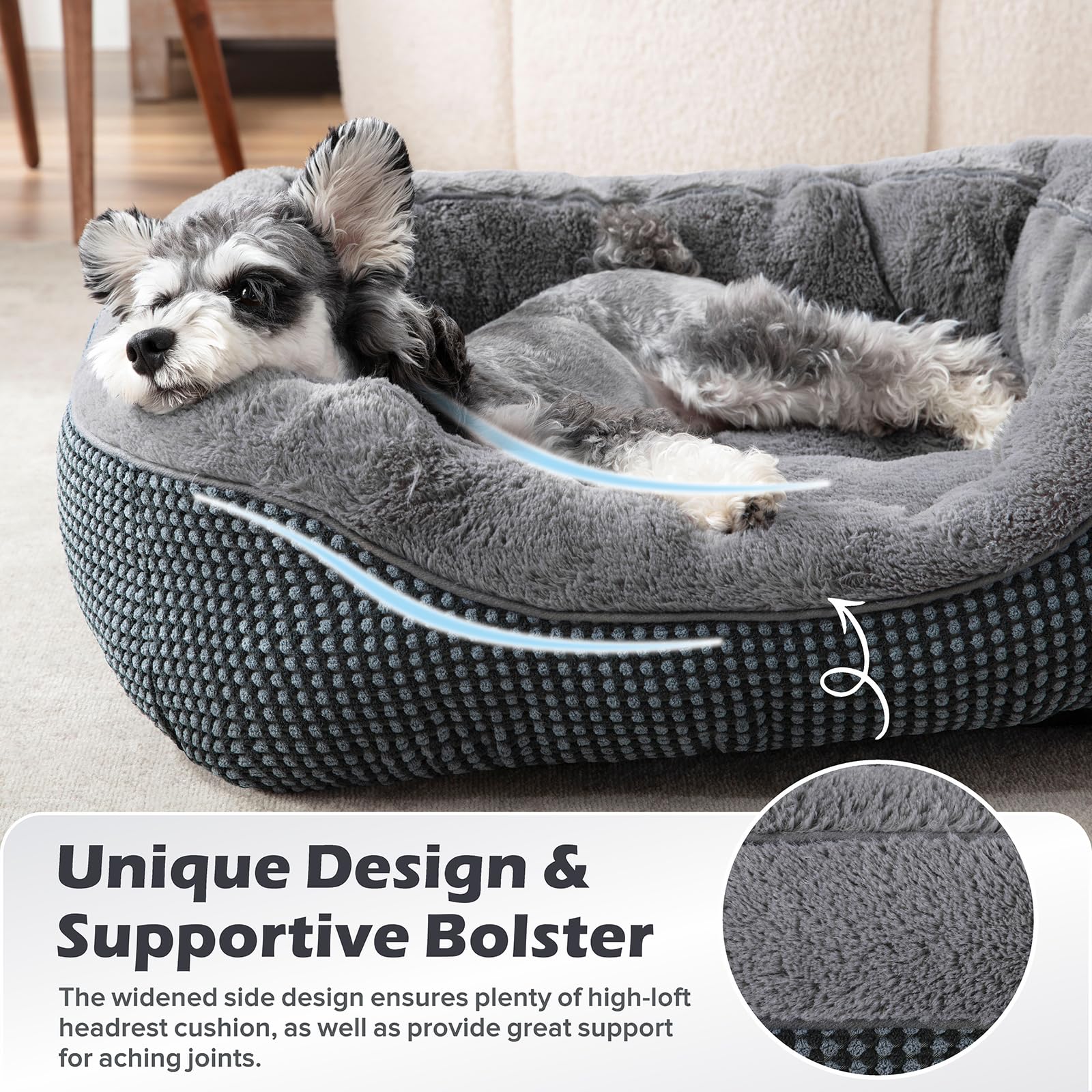 Invenho Calming Orthopedic Dog Bed For Small Medium Dogs, Washable Warming Soft Sleeping Puppy Bed, Durable With Anti-Slip Botto