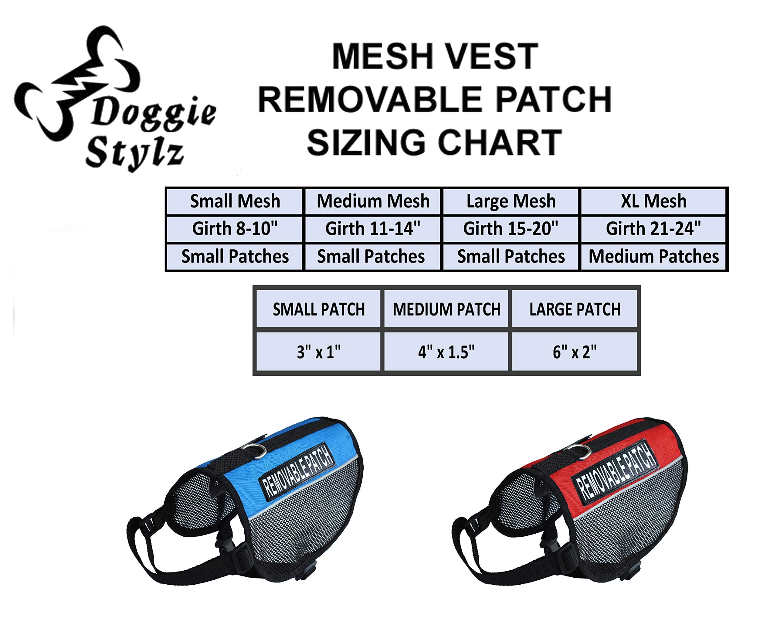Doggie Stylz Set Of 2 Reflective Service Dog Removable Patches With Hook Backing For Working Dog Harnesses & Vests. Durable And Interchangeable - (Medium 4' X 1.5')