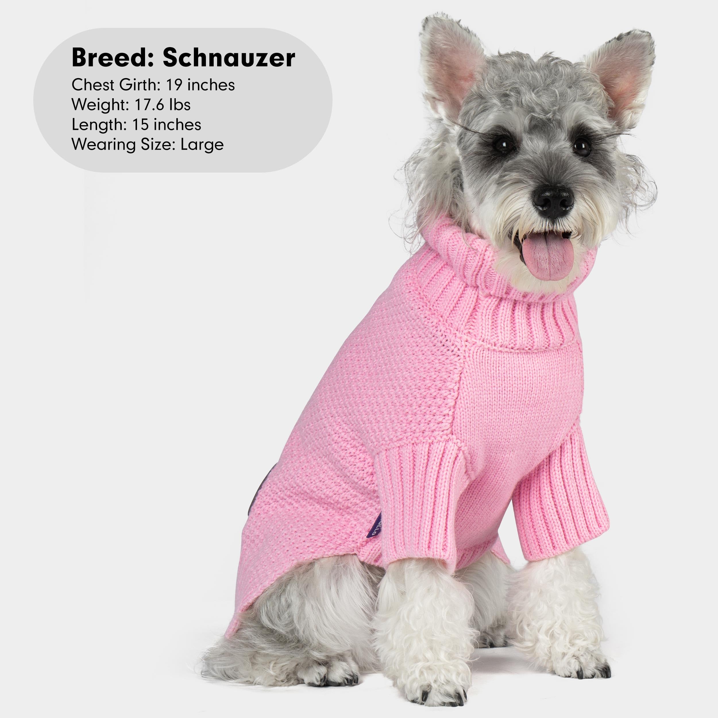 cyeollo Dog Sweater Knitwear Turtleneck Soft Knitwear Pullover Sweaters with Leash Hole Warm Dog Clothes for Medium Dogs,Pink, X