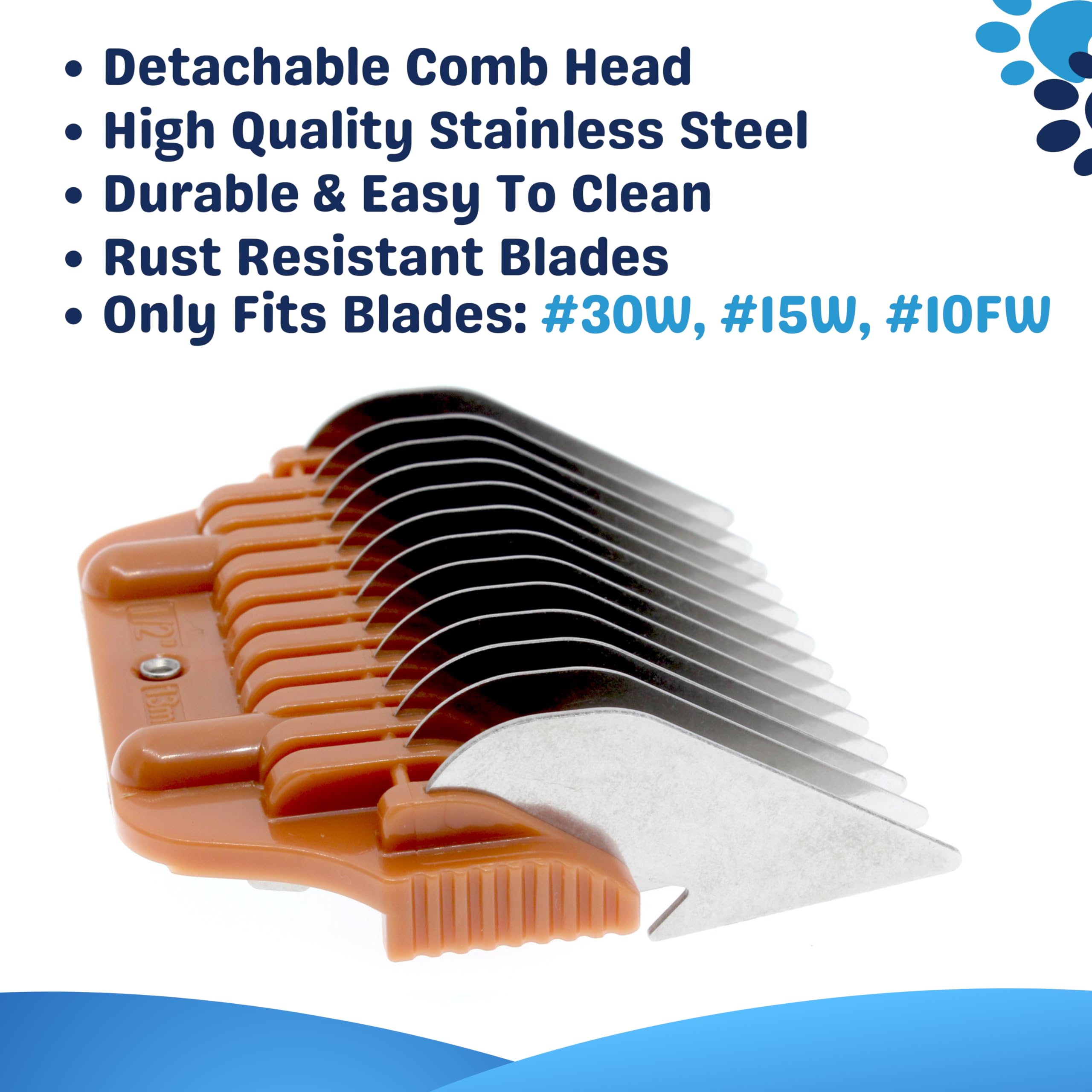 Bucchelli 13Mm 1/2'' Cut Wide Clipper Guard Attachment For A5 Type Blade | Stainless Steel Blade For Professional Groomers And S