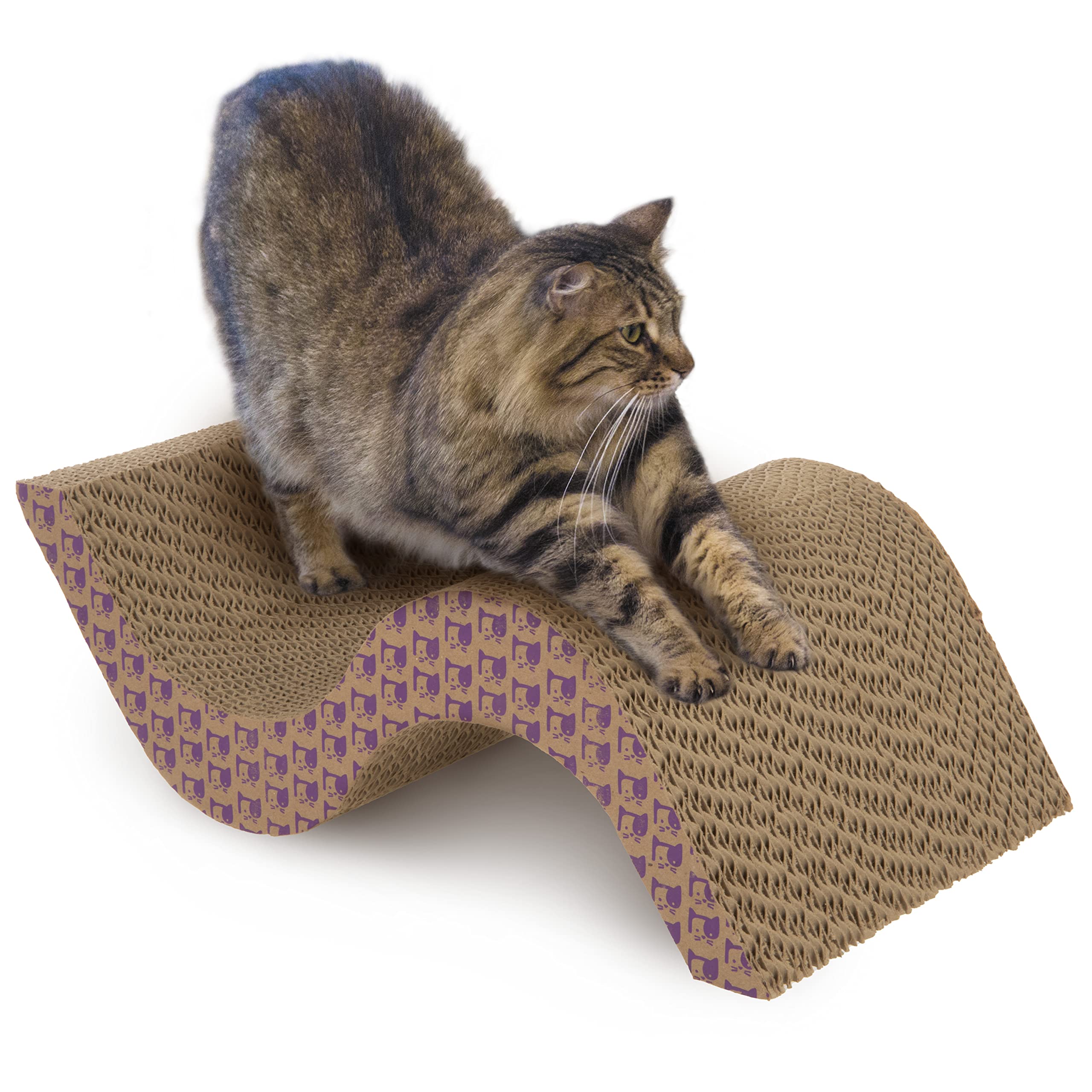 Smartykat Super Scratcher+ Scroll Corrugated Cat Scratcher, Catnip Infusion Technology - Brown, Double Wide