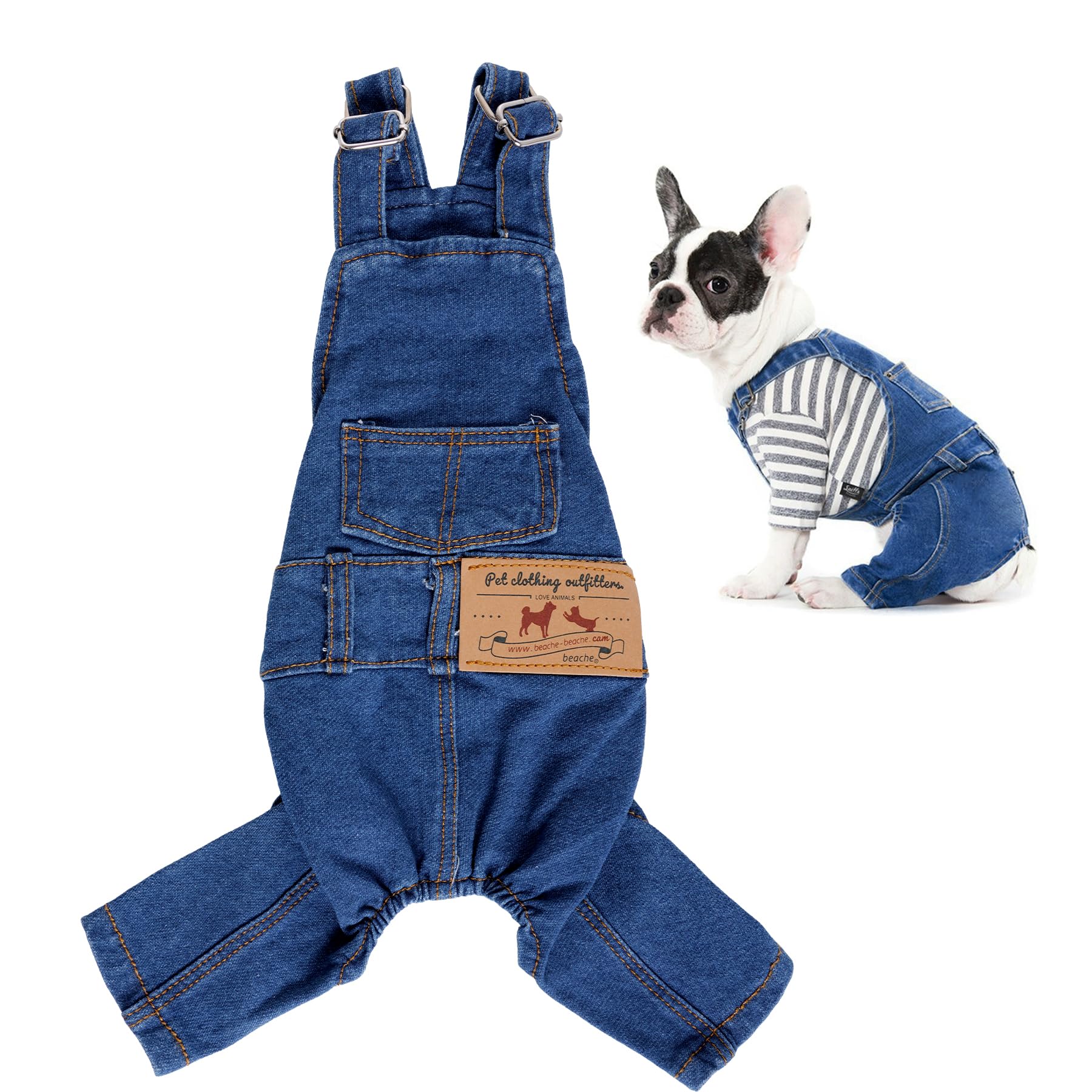 Rbenxia 1 Piece Of Dog Denim Shirts Puppy Jean Jacket Sling Jumpsuit Costumes Pet Jean Overalls Dog Pants Outfits For Small Pupp