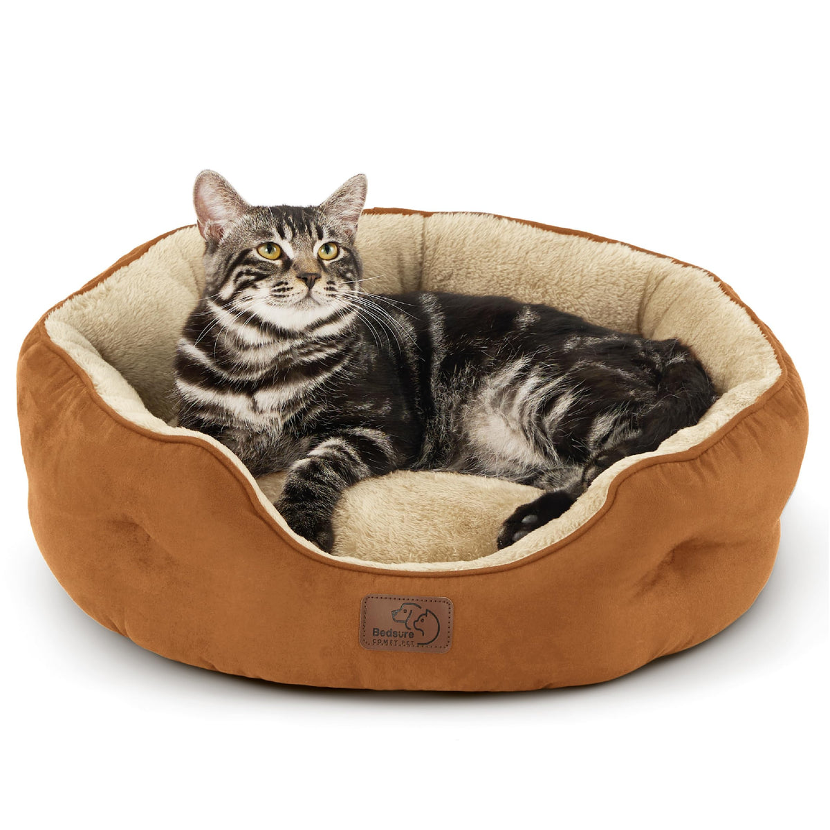 Bedsure Dog Beds For Small Dogs - Round Cat Beds For Indoor Cats, Washable Pet Bed For Puppy And Kitten With Slip-Resistant Bottom, 20 Inches, Terracotta