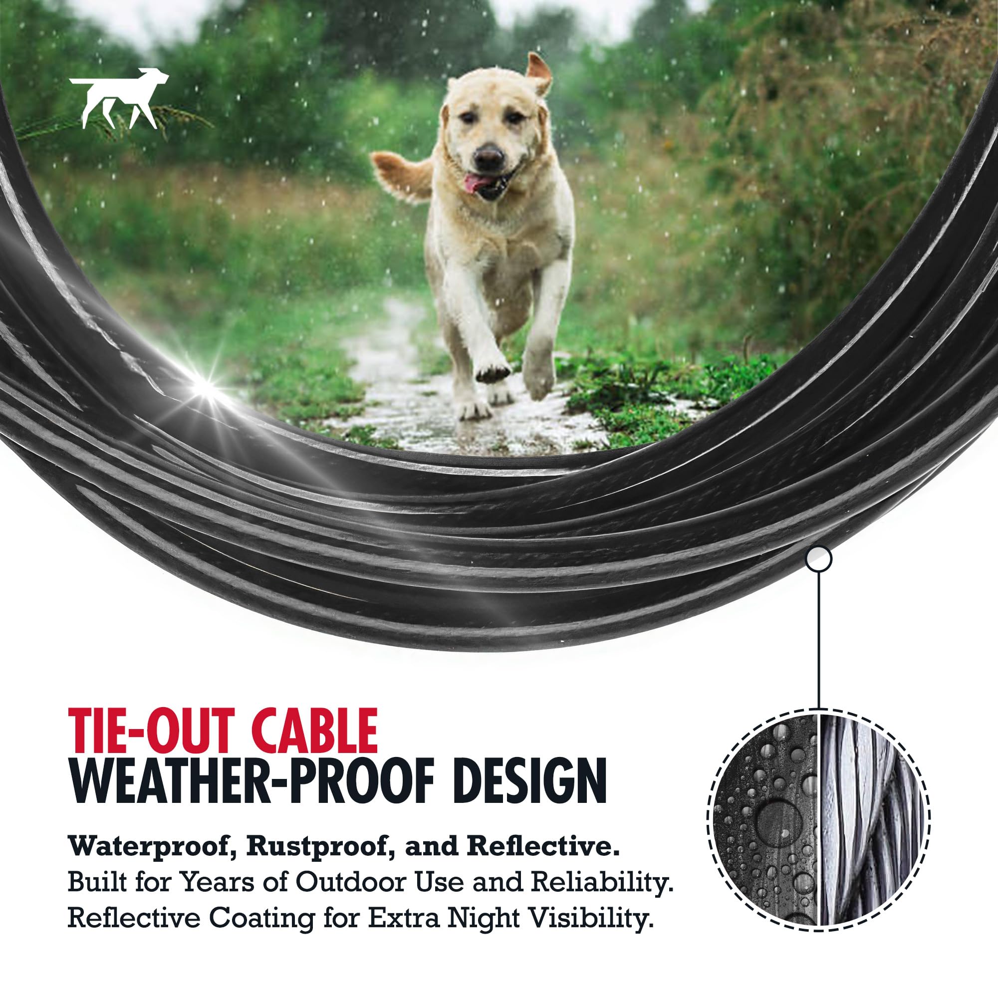 Tuff Pupper Dog Tie Out Cable 25 Feet | Dog Runner Cable For Yard 25 Ft | Heavy Duty Lead | Water & Rust Resistant Industrial St