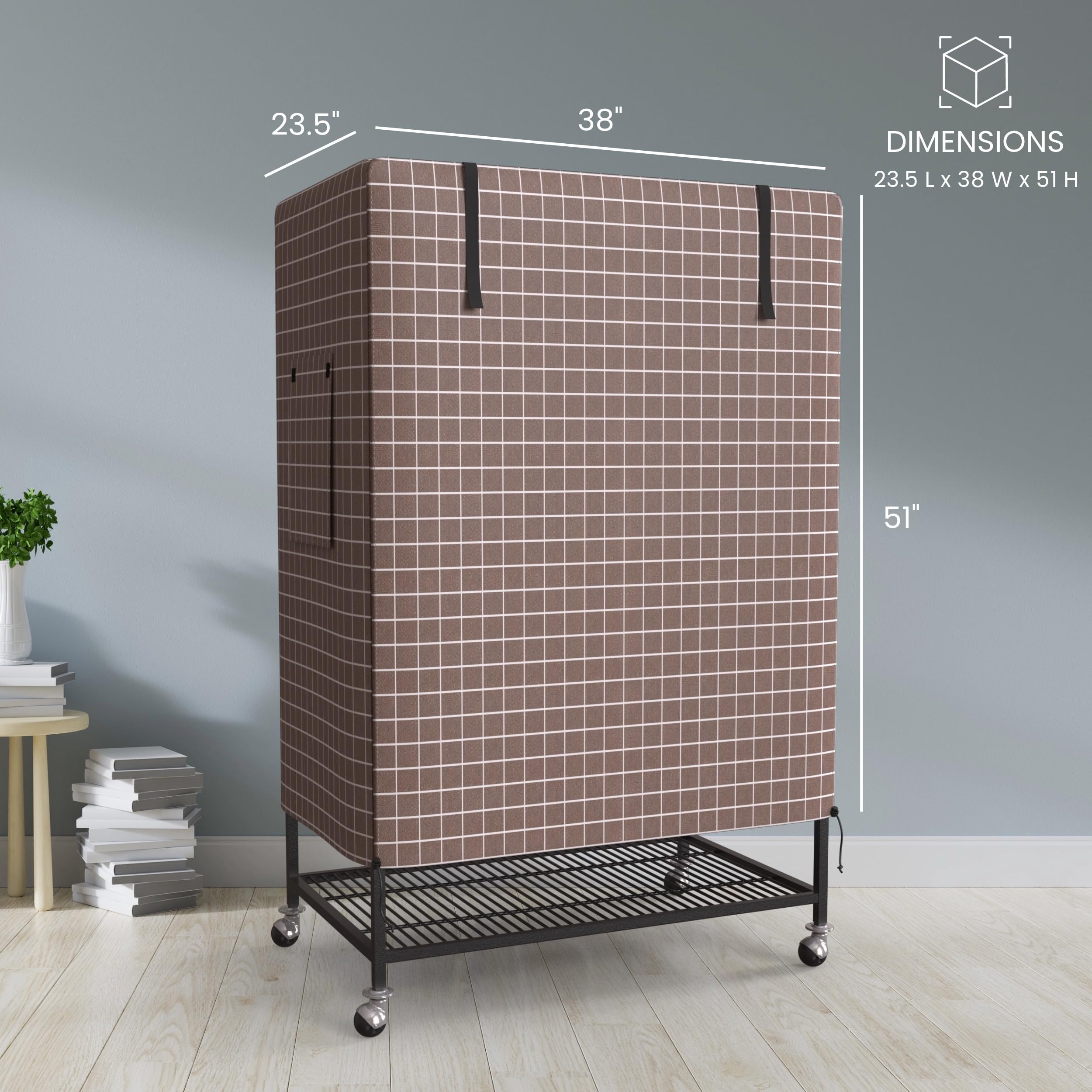 Knuti Universal Bird Cage Cover Good Night Blackout 51' X 38' X 23.5' Inch Thin Lightweight Breathable Small Animal Cages Cover Pet Removable Durable Protector Beige