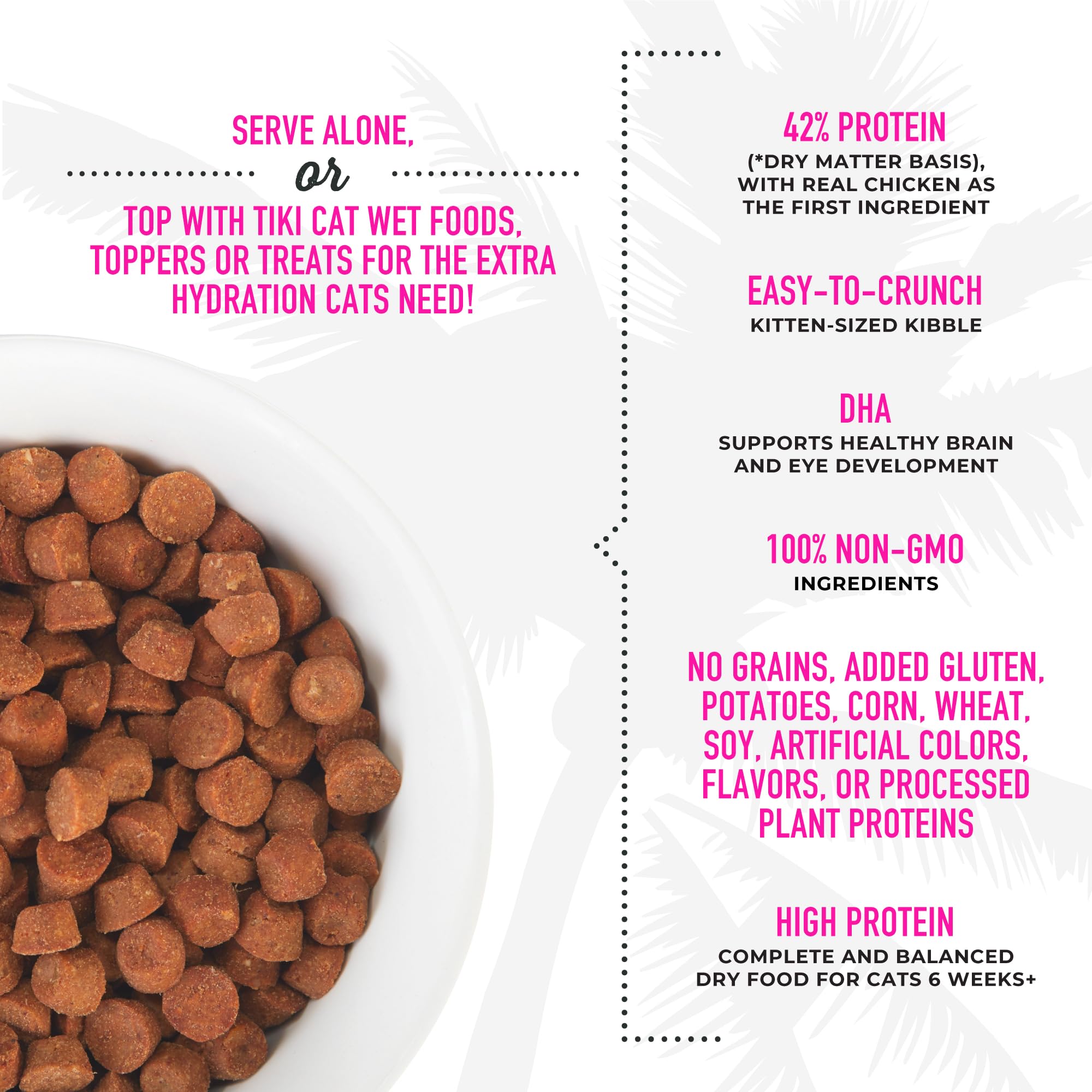 Tiki Cat Born Carnivore Baby, High-Protein and Grain-Free, Complete and Balanced Dry Cat Food for Kittens 6 Weeks+, 5.6 lbs. Bag