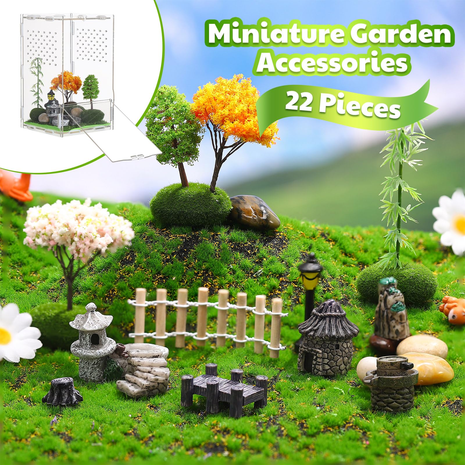 Roundfunny 23 Pcs Jumping Spider Enclosure And Habitat Miniatures Figurines Set Clear Acrylic Enclosure Mini Jumping Spider Acce