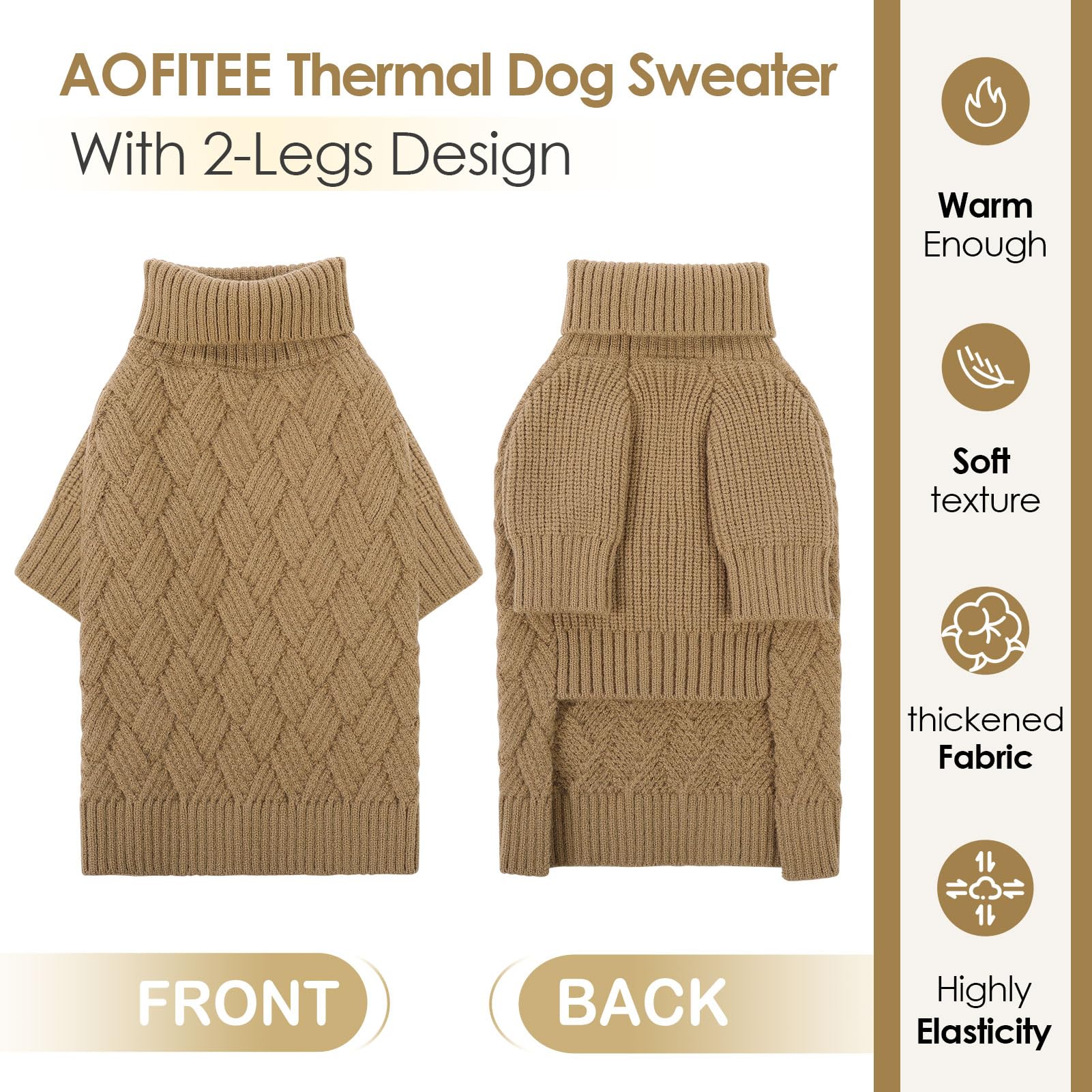AOFITEE XL Dog Sweater, Dog Sweater Large Size Dog, Large Dog Sweaters for Female Dogs Male Dogs, Turtleneck Thick Warm Knitted