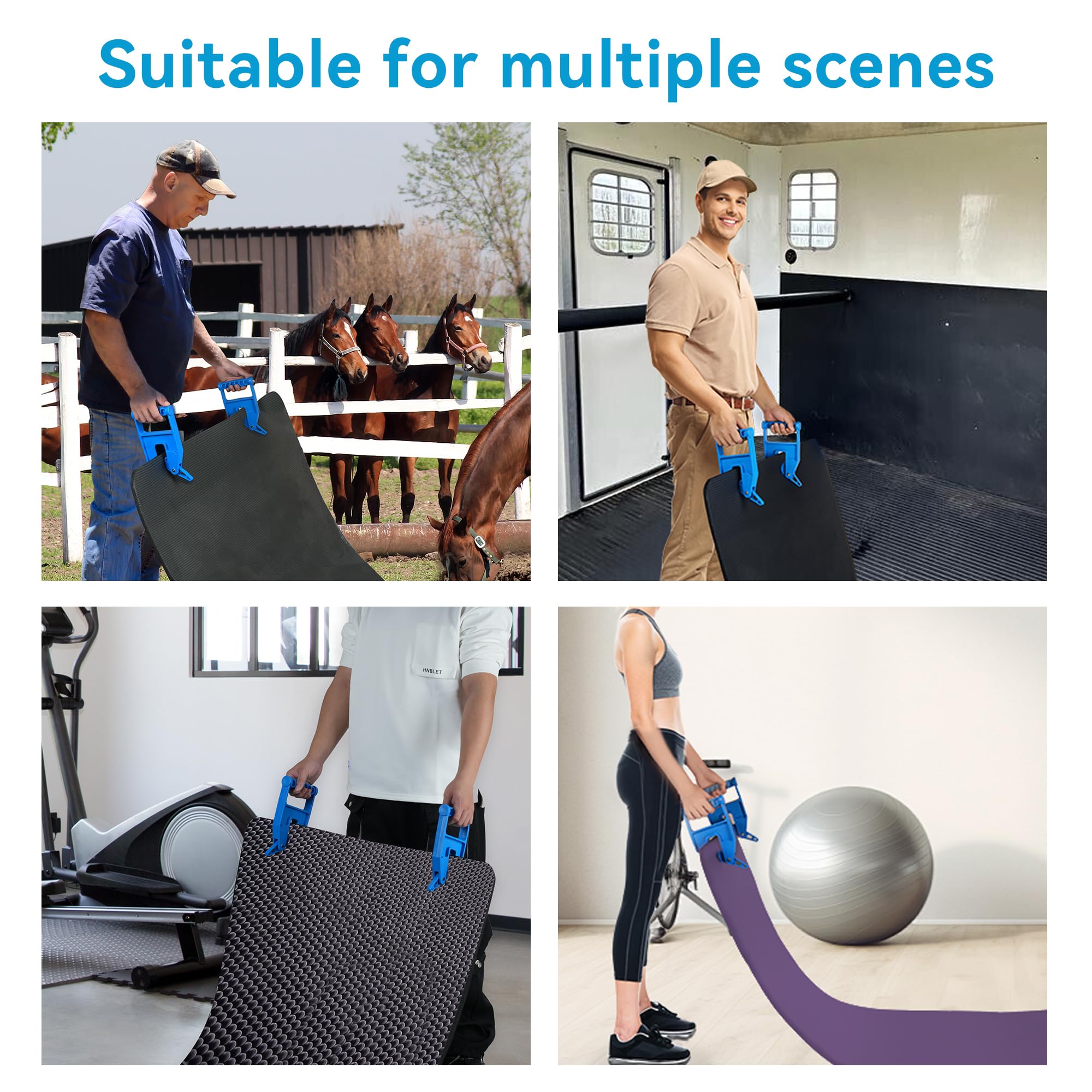 Pair Of Mat Movers Tool - Mat Grippers - Heavy Duty Stall Mat Handlers For Horse Mat, Gym Mat, Trailer Mat & Rubber Mats -Ergono