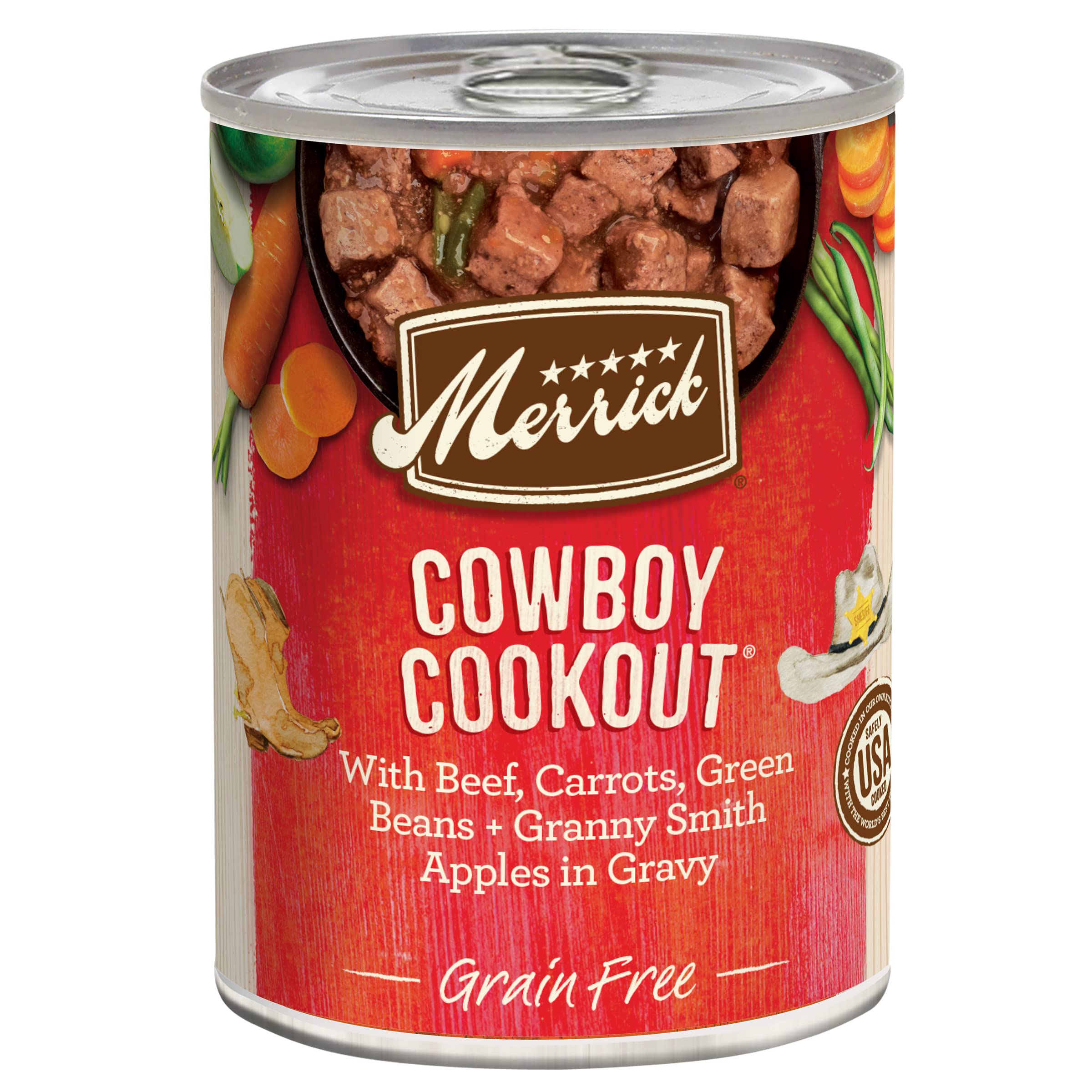 Merrick Grain Free Wet Dog Food, Premium And Wholesome Gluten Free Canned Adult Dog Food, Cowboy Cookout - (Pack of 12) 12.7 oz.