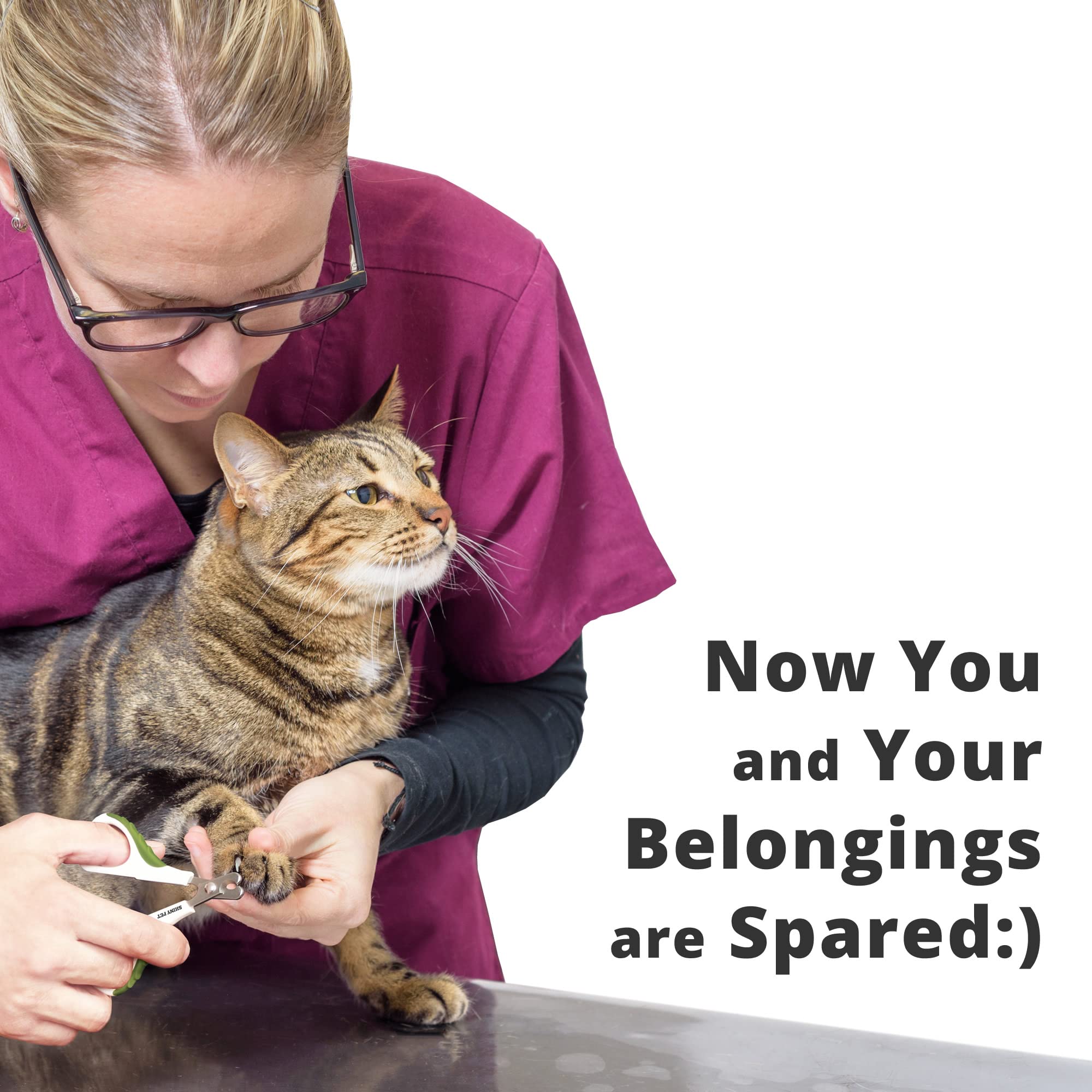 SHINY PET Cat Nail Clippers - Ergonomic Stainless Steel Grooming Tools for Small Pets - Green, Flat Size, Includes Ebook Guide