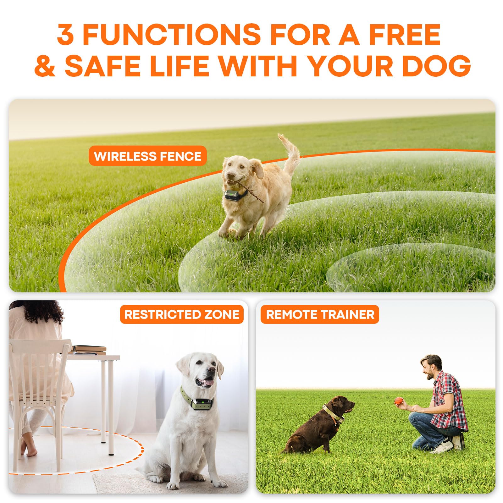 Pethey 2025 Upgraded Wireless-Electric Fence System, Dog Training,Forbidden Zone, All In One Pet Safety Solution, Covering Up To