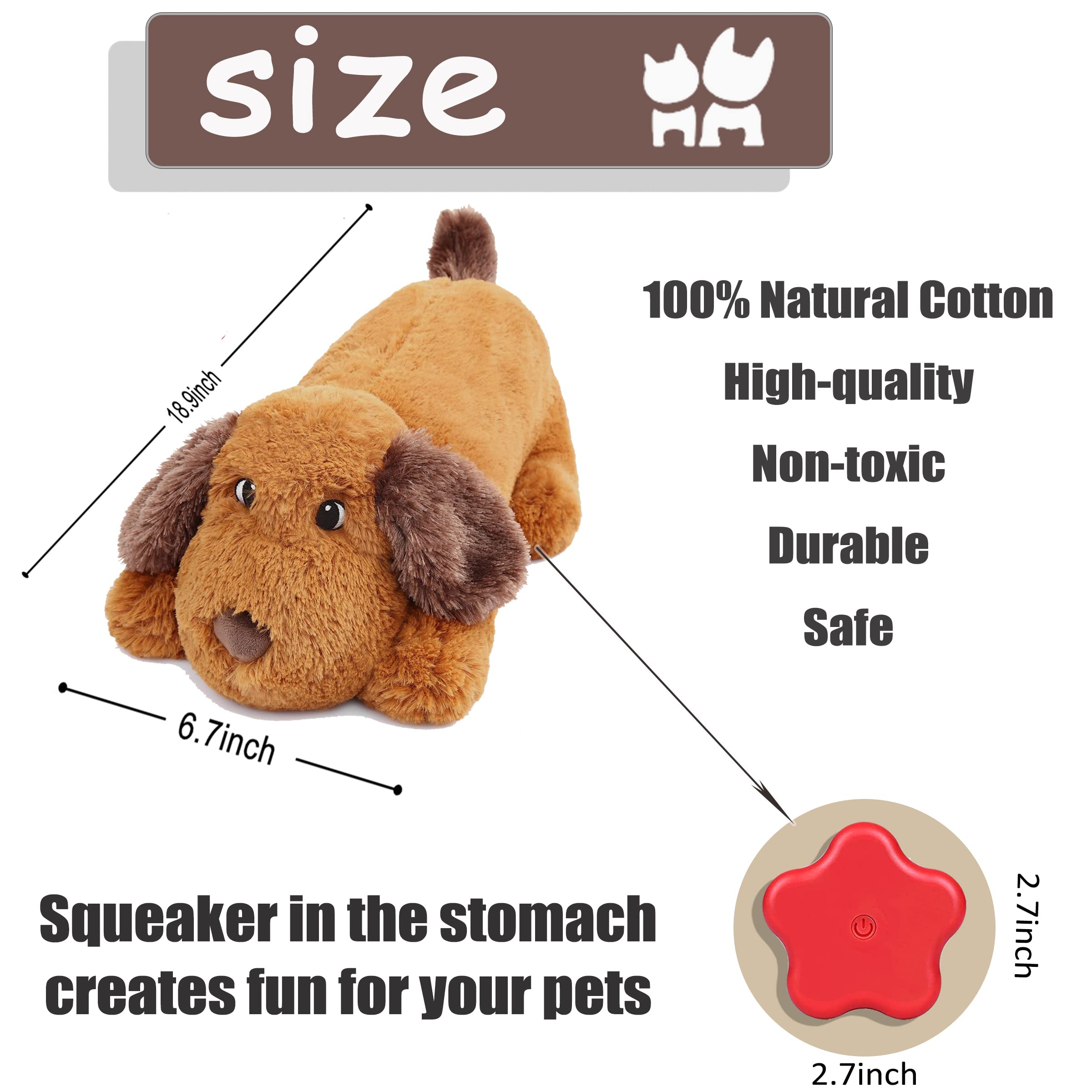 Dog Heartbeat Toy for Puppy Anxiety Relief, Plush Stuffed Animal for Small, Medium, and Large Dogs (Orange)