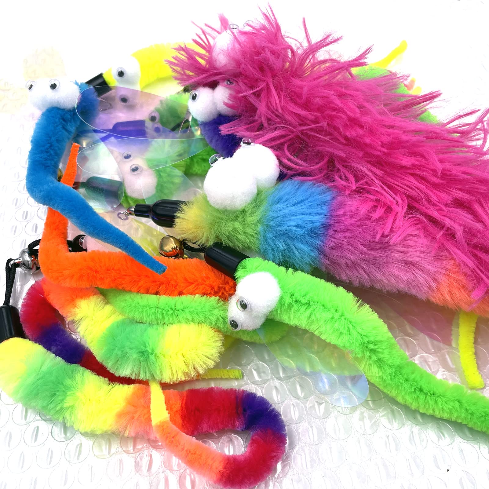 Cat Worm Teaser Toys Wand Attachments Fishing Pole Toy Refill - 16Pcs Assorted Cat Worms
