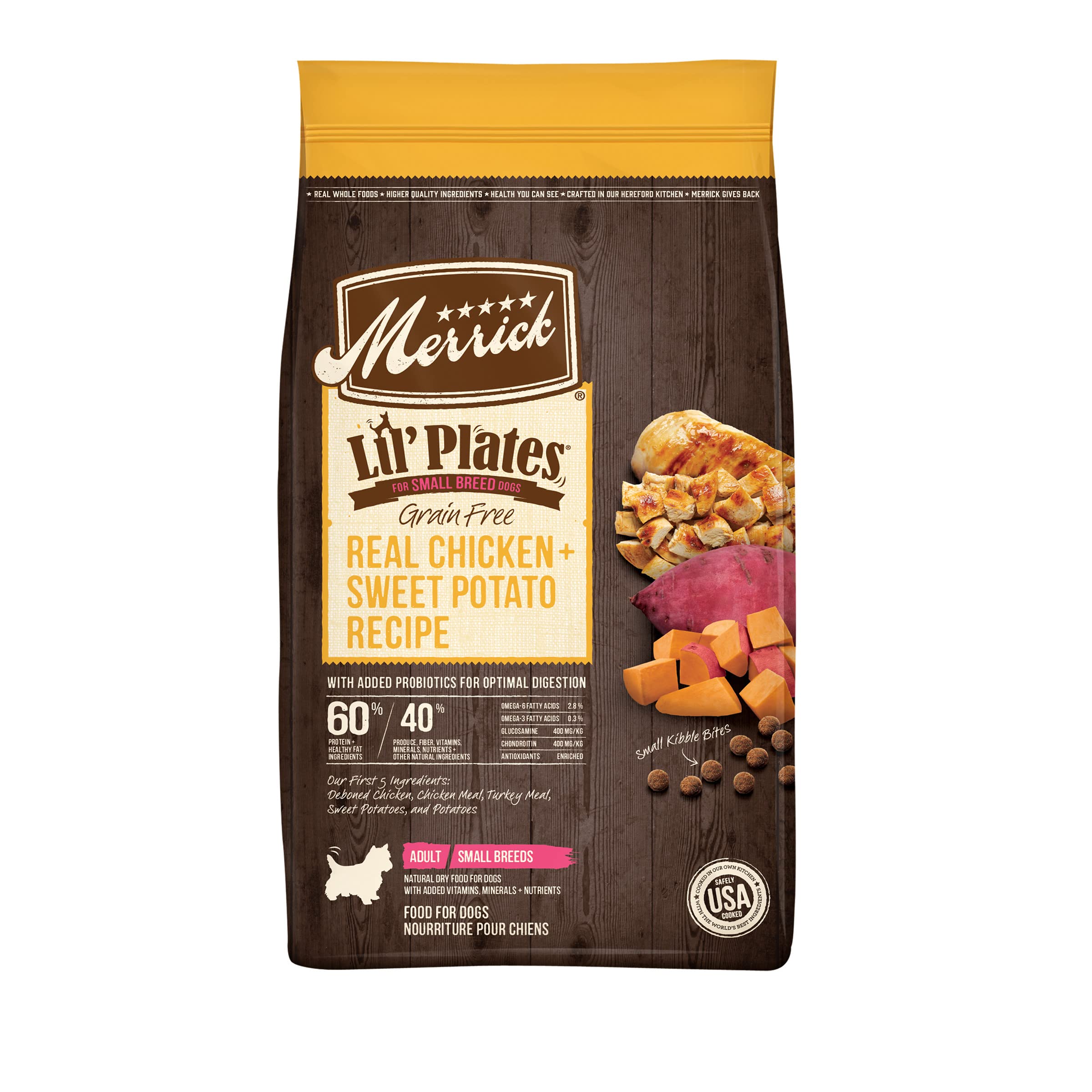 Merrick Lil Plates Premium Grain Free Dry Dog Food For Small Dogs, Real Chicken And Sweet Potato Kibble - 20.0 lb. Bag