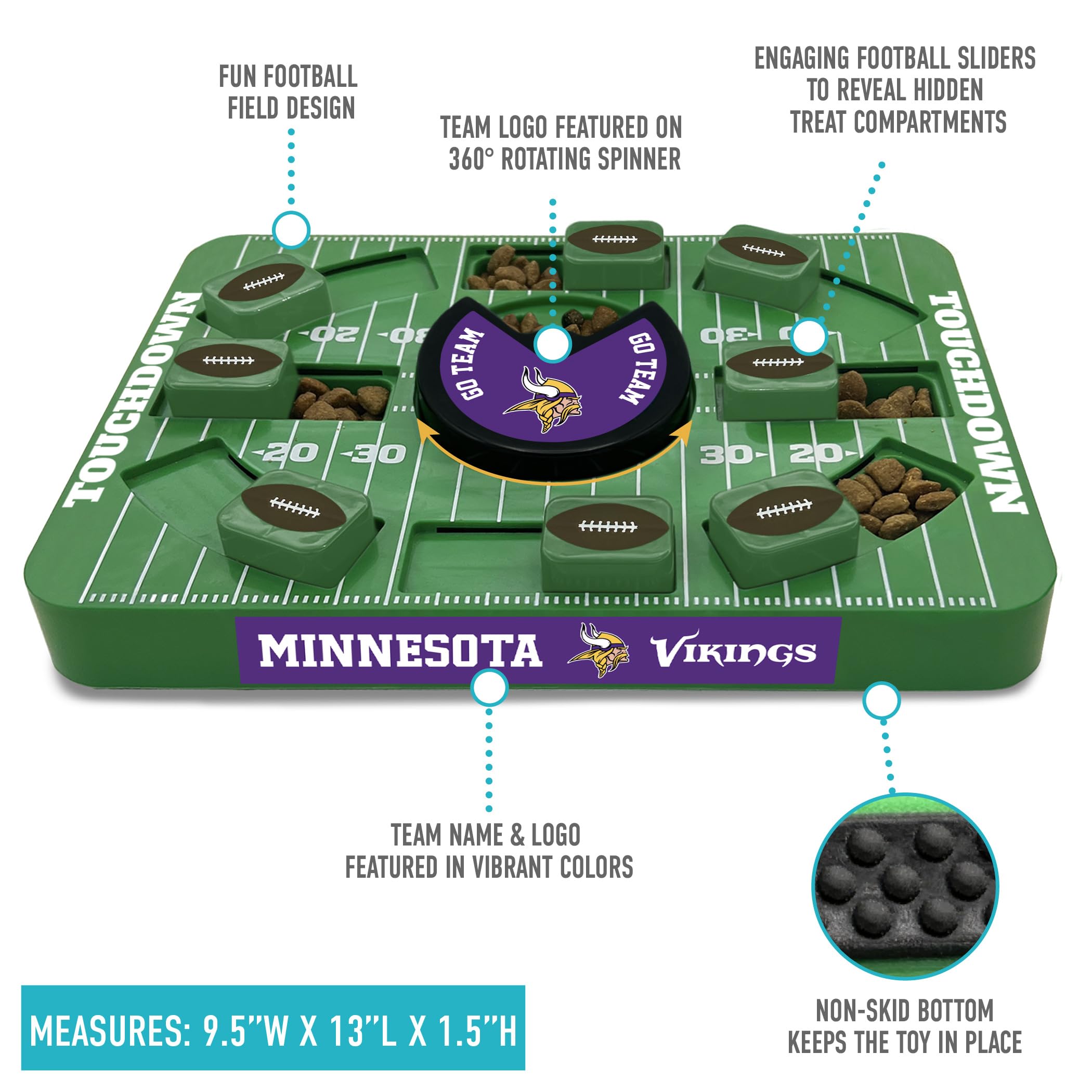 Pets First Nfl Minnesota Vikings Large Puzzle Toy - New Size, Interactive Dog Treat & Slow Feeding Puzzle