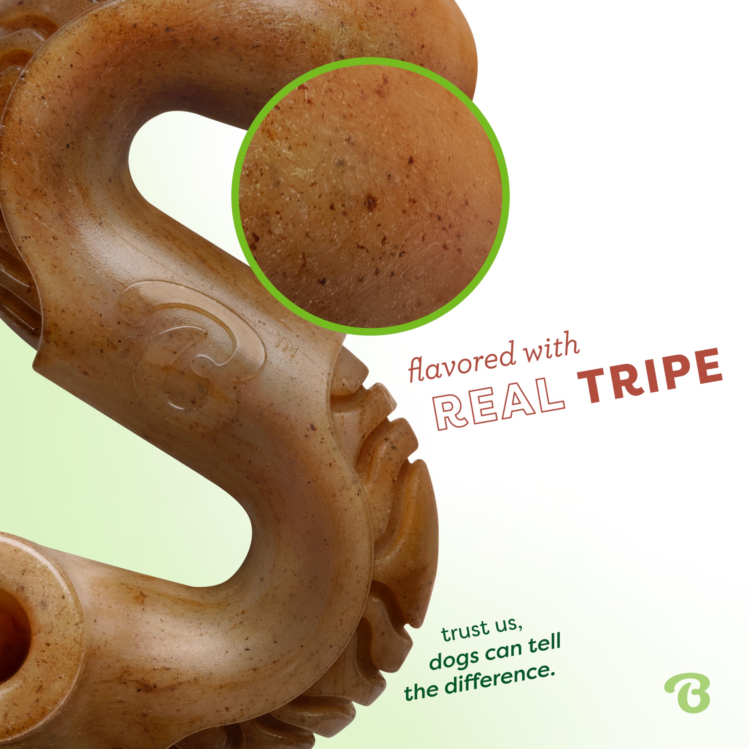 Benebone Tripe Bone Durable Dog Chew Toy For Aggressive Chewers, Real Tripe, Made In Usa, Medium