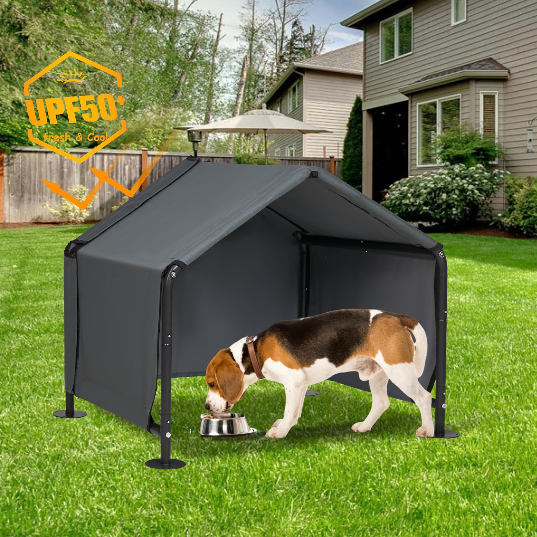 Litail Dog Shades For Outside - Outdoor Dog Kennel For Small Dogs, 29.53   X25.59   X25.59    Outdoor Sun Rain Canopy Pet House,