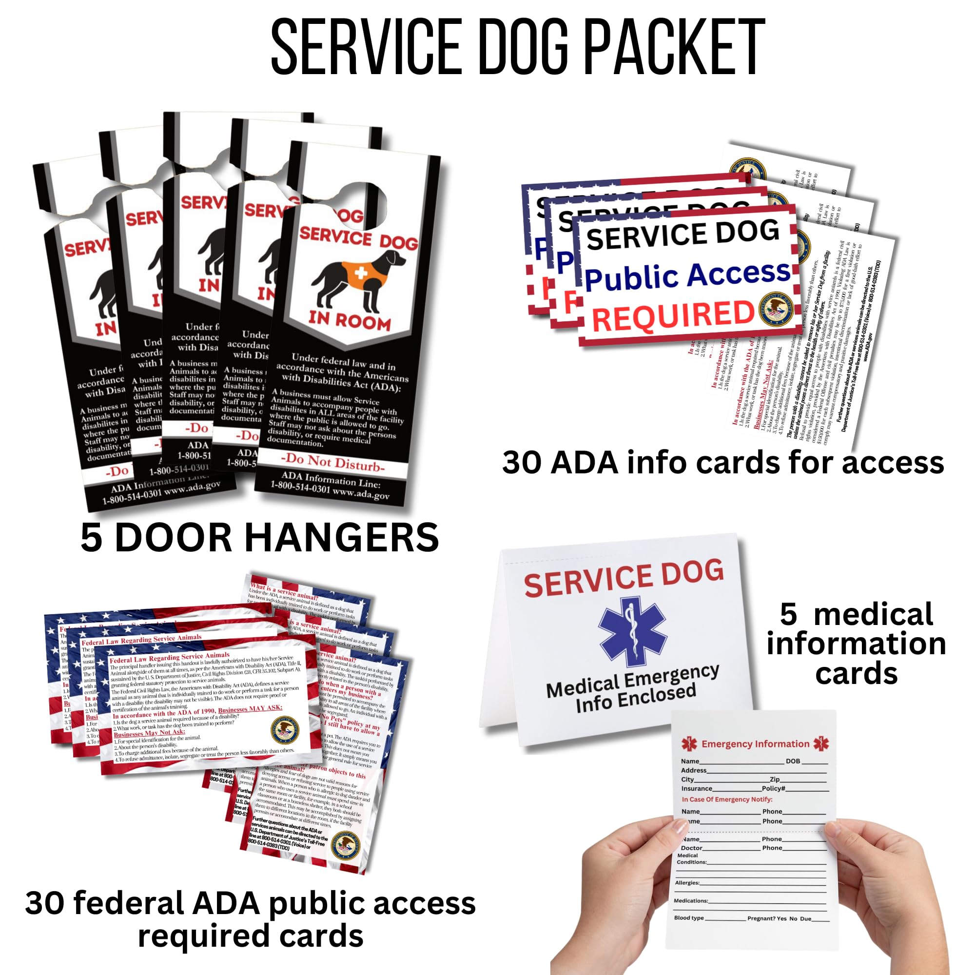 Service Dog Packet Information Cards For Public Access, Ada Americans With Disabilities Act States Handlers Legal Rights For Bus