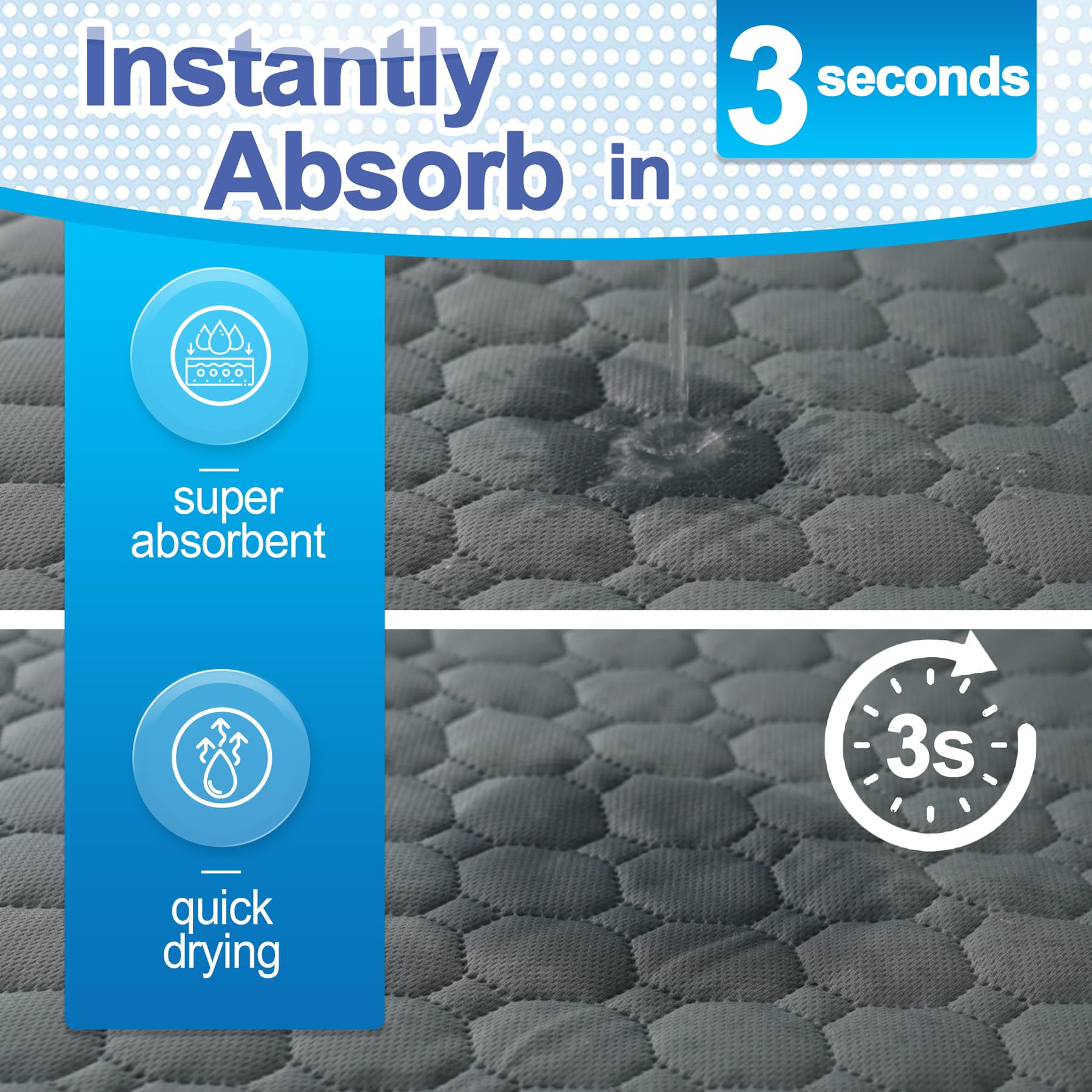 Casa Paw Washable Pee Pads For Dogs, Fast Absorbent Reusable Dog Pee Pads, Non Slip Puppy Pads Pet Training Pads For Whelping, P