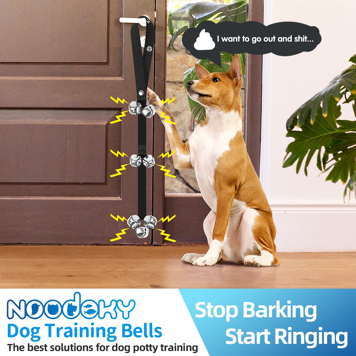 Noodoky Dog Doorbells Pet Bell For Door Potty Training, Adjustable Door Bells For Dogs Puppies Poochie Doggie To Ring To Go Outside, Hanging Bells For Doorknob/Handle (1-Pack)
