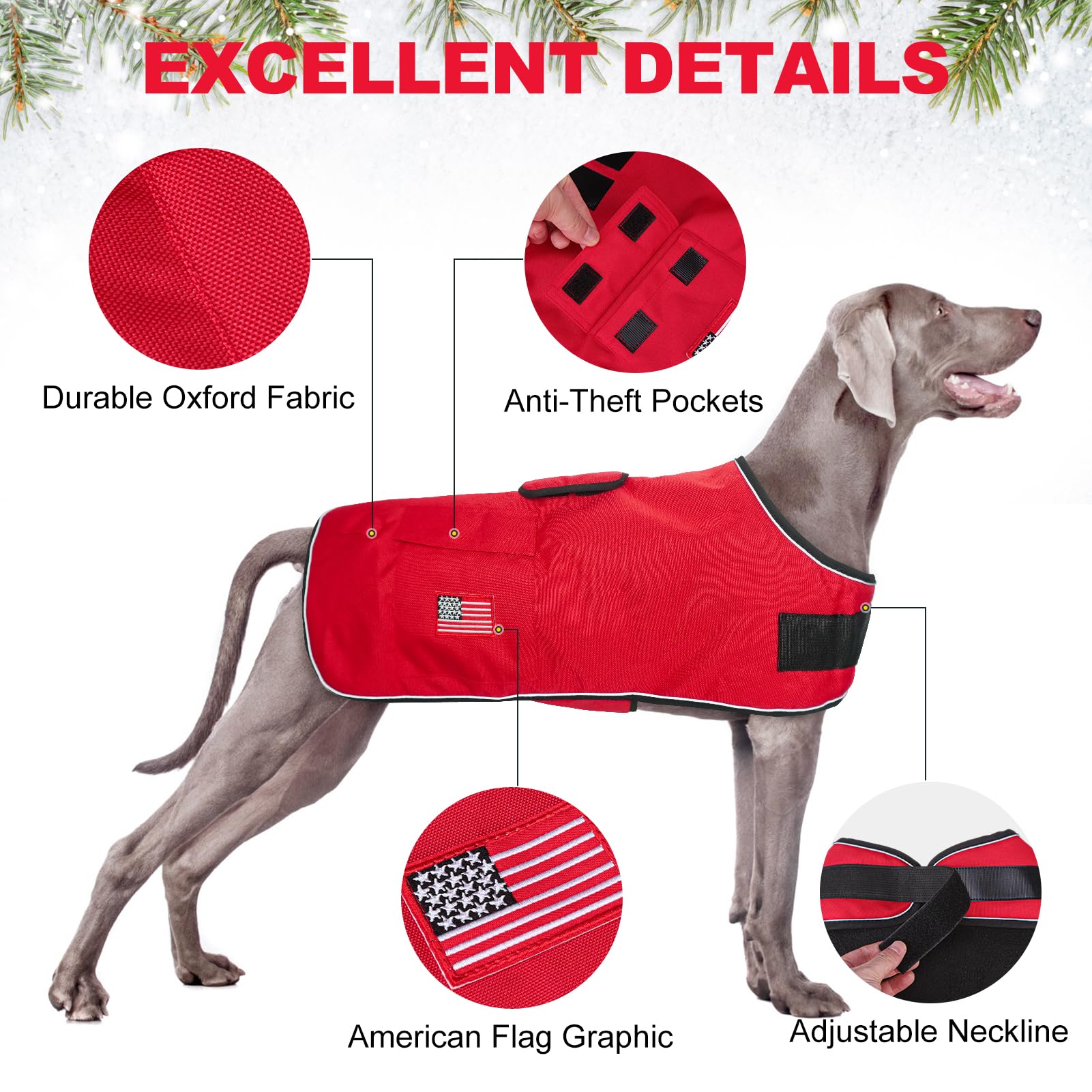 BEAUTYZOO Reflective Dog Winter Coat - Waterproof Windproof Dog Jacket with Fleece Lining - Sizes for Small to Great Dane