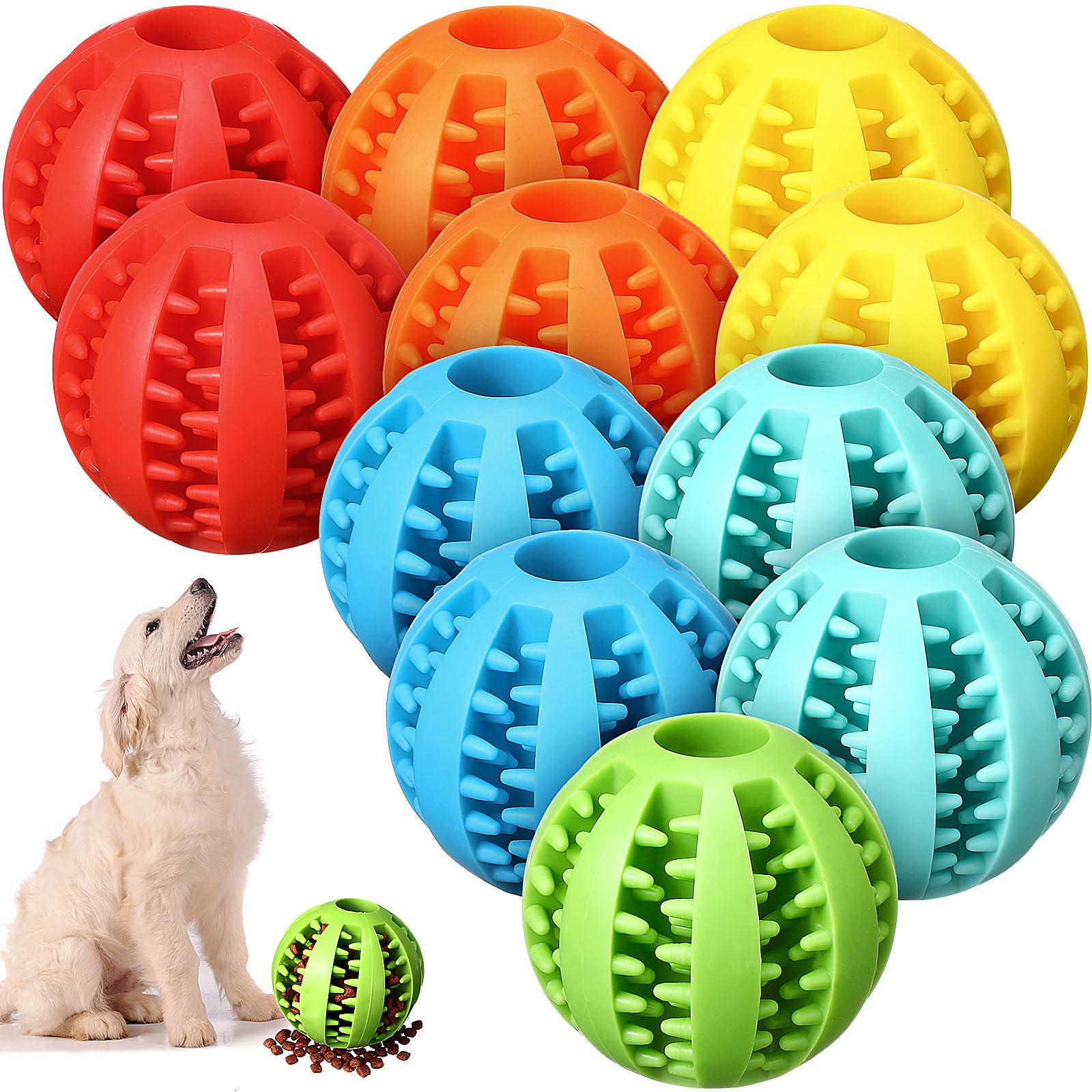 Suilung 12 Pcs Dog Treat Toy Balls Bulk Interactive Dog Puzzle Toys Dispensing Puppy Balls for Teething Chew Enrichment for Bore
