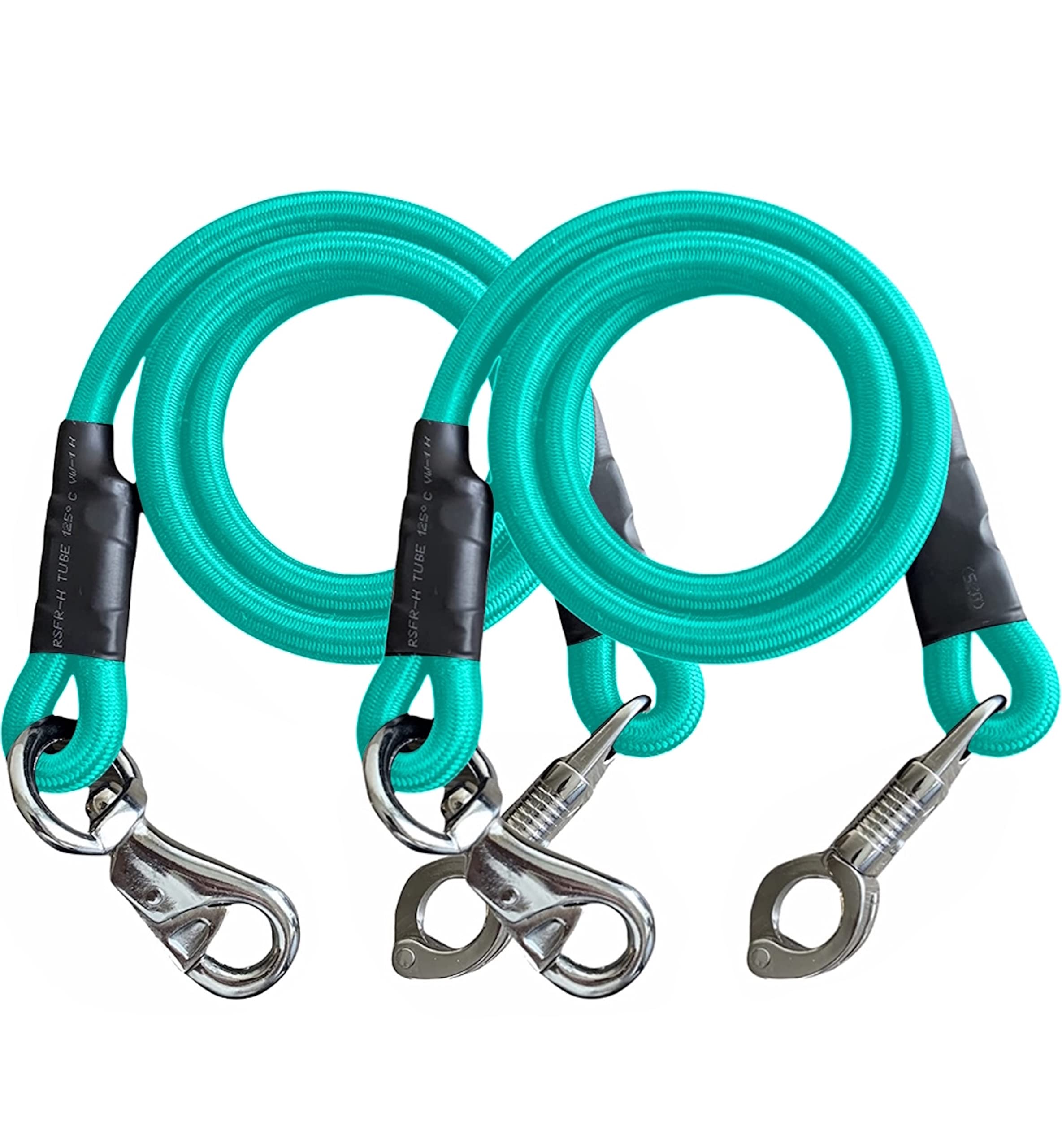 Majestic Ally Pack of 2, Bungee Trailer Tie for Horse Haulage with Panic Snap and Bull Snap - 36 Inch (Turquoise)