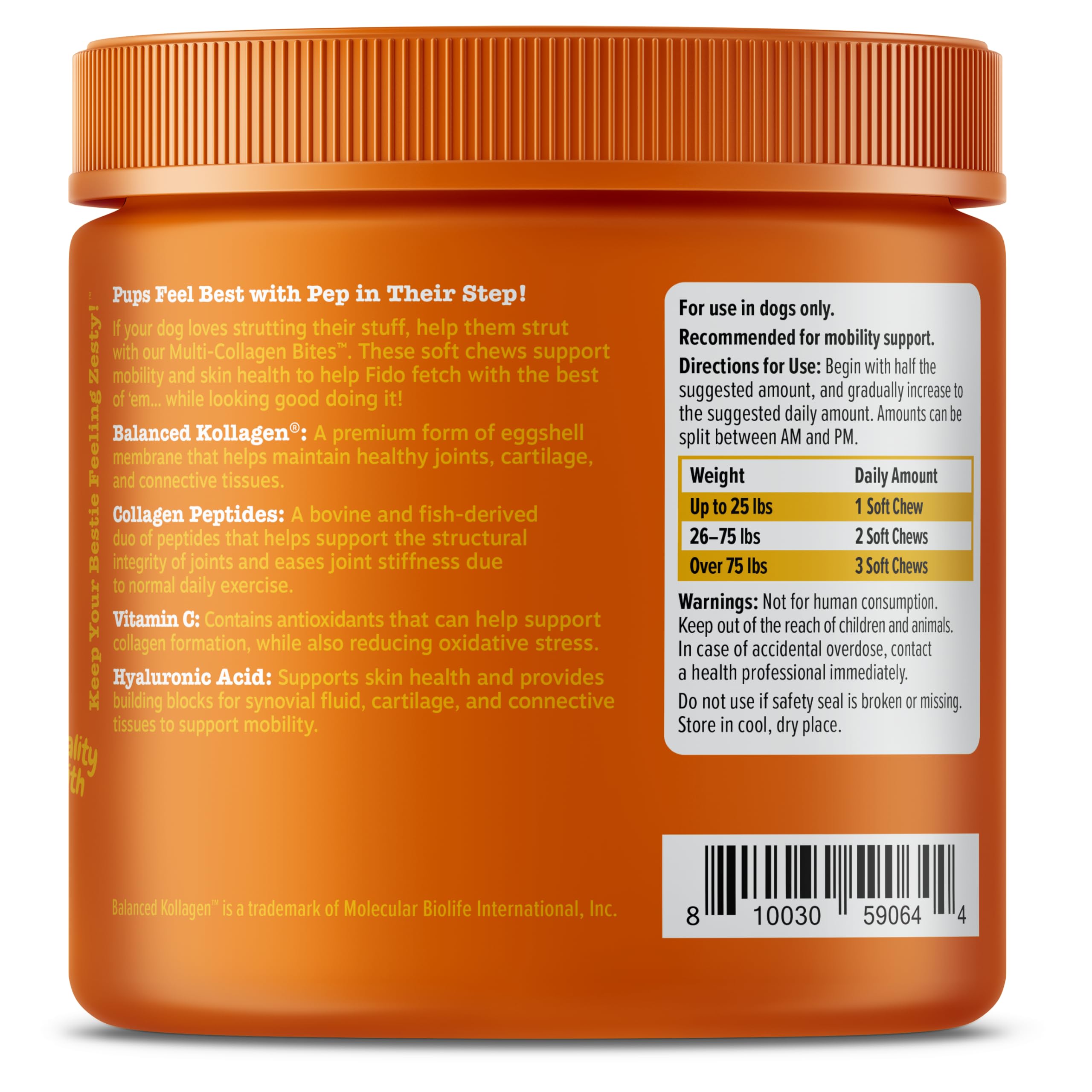 Zesty Paws Multi Collagen Soft Chews for Dogs - for Hip, Joint & Cartilage Support + Skin Health - with Collagen - Plus Eggshell