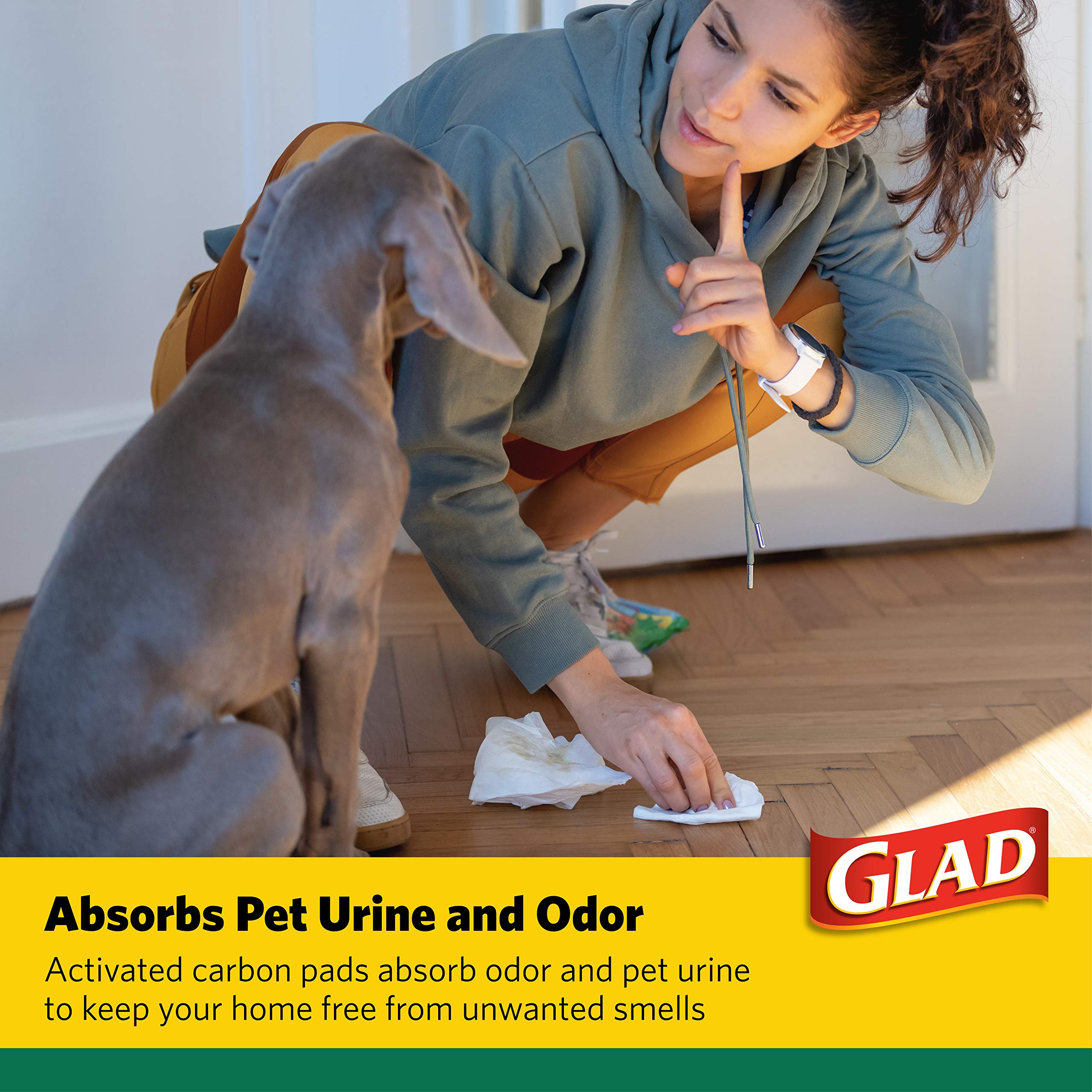 Glad Activated Carbon Puppy Training Pads, Super Absorbent & Leak Proof, 72 Count, Giant Size, Ideal for Dogs